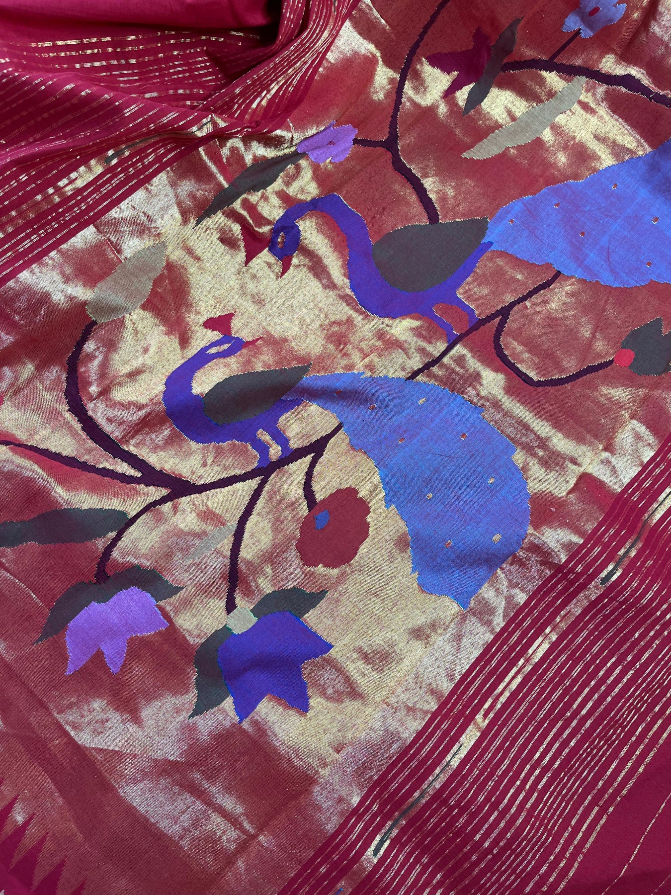 RED COTTON PURE HANDLOOM PAITHANI SAREE