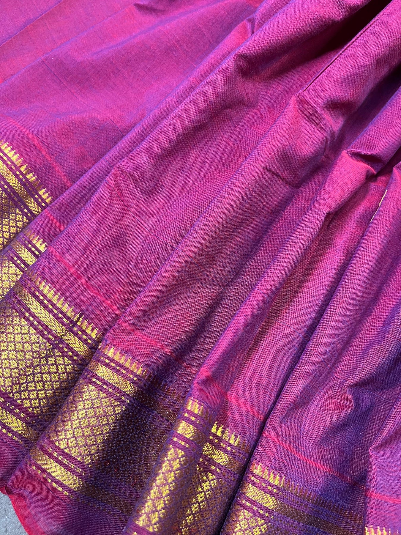 TWO TONE MAGENTA COTTON PURE HANDLOOM PAITHANI SAREE