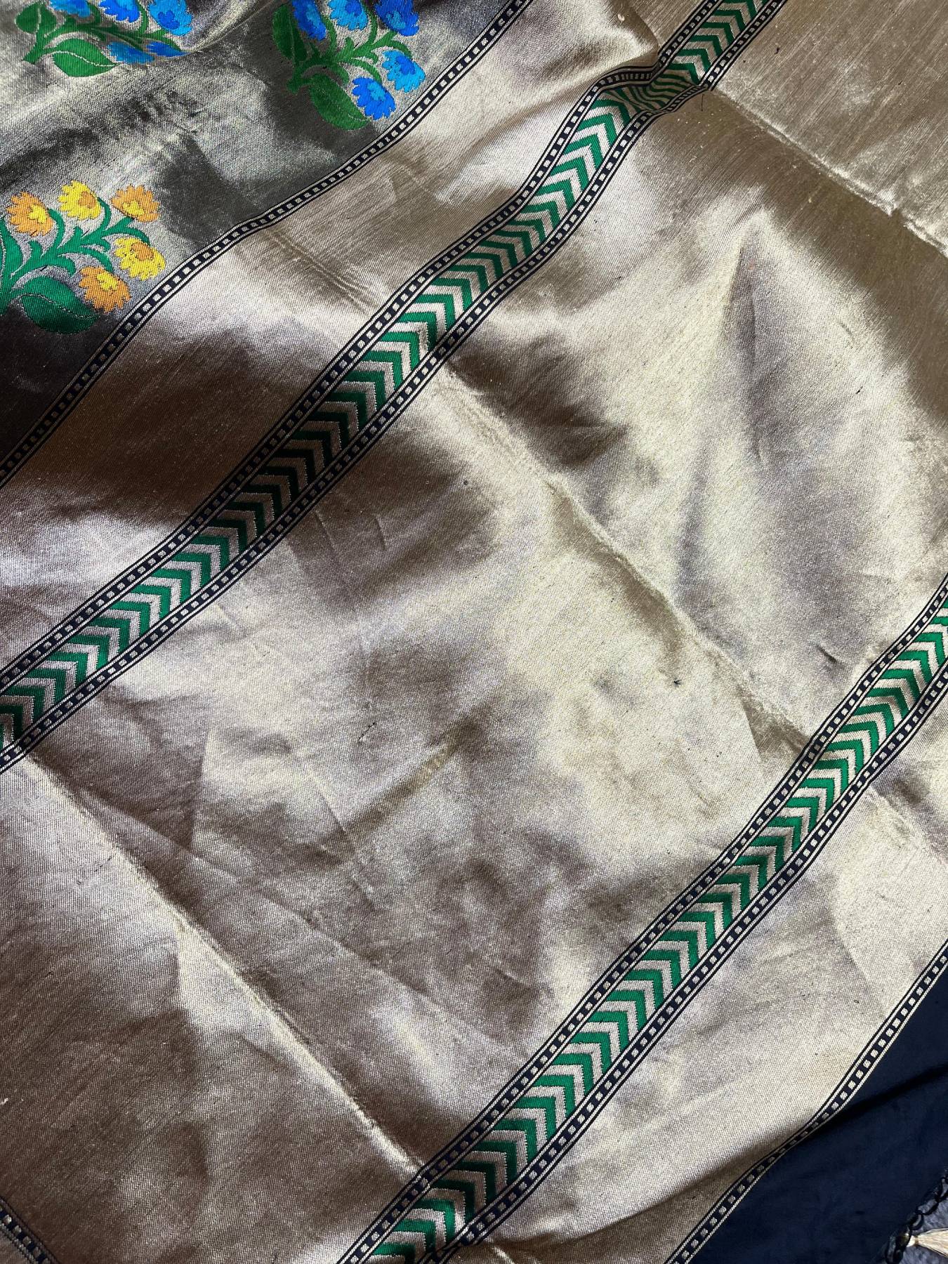 BLACK TISSUE SILK PURE HANDLOOM BANARASI SAREE