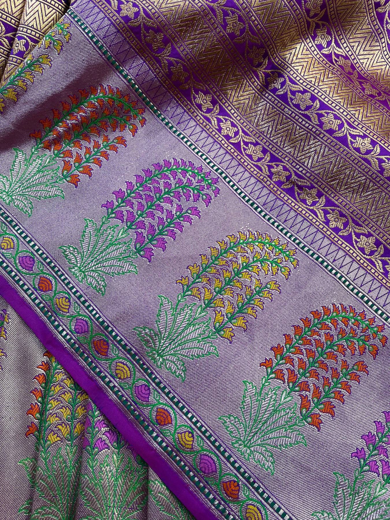 PURPLE SILK PURE HANDLOOM BANARASI SAREE