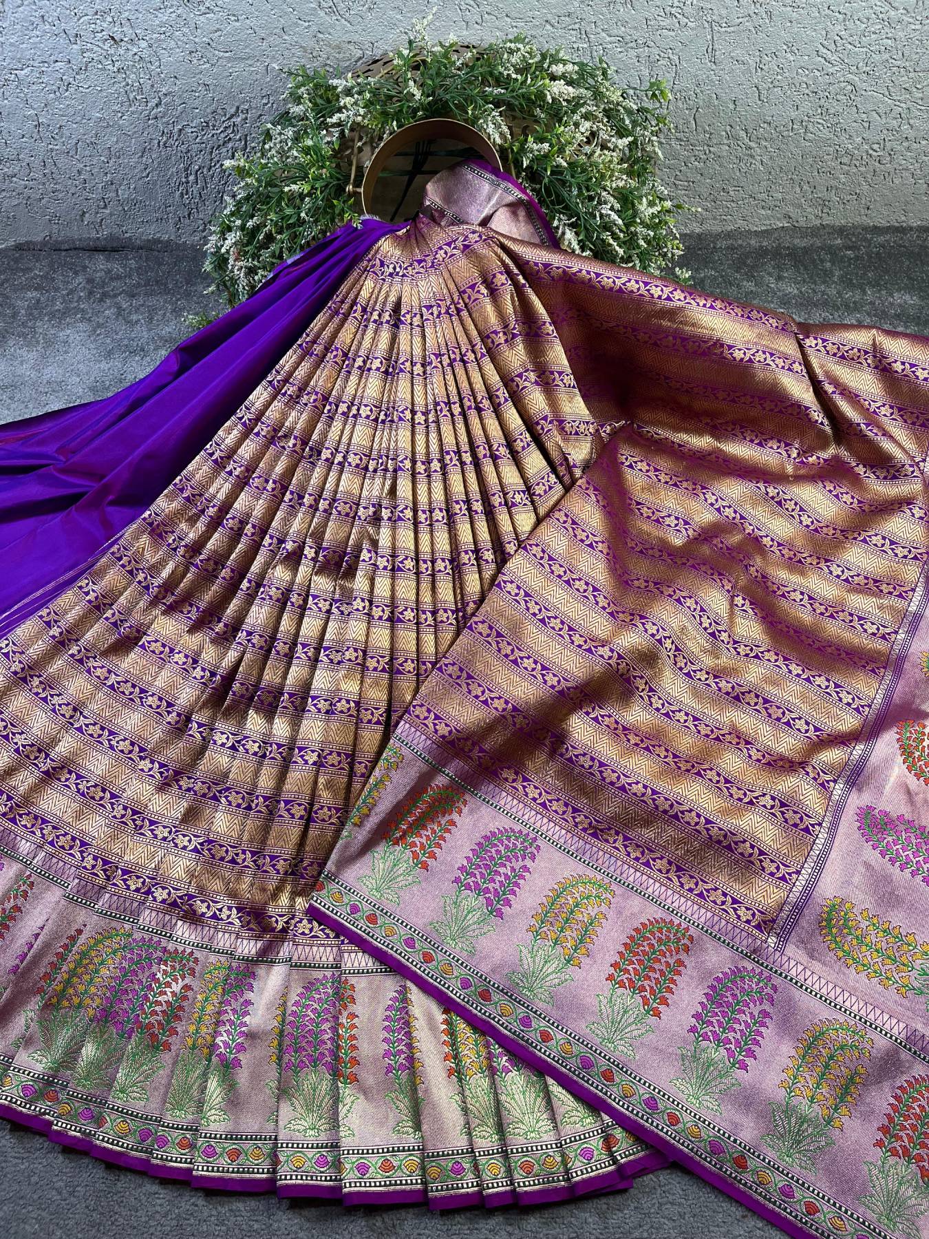 PURPLE SILK PURE HANDLOOM BANARASI SAREE