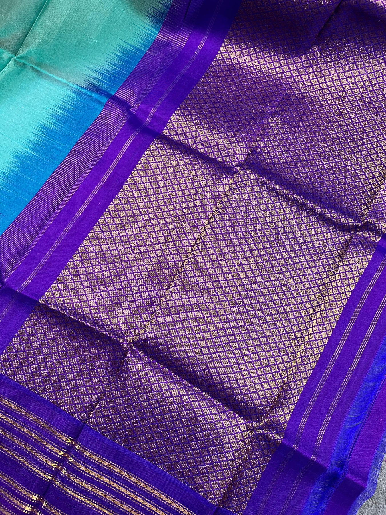 ICE BLUE SILK PURE HANDLOOM GADWAL DUPATTA