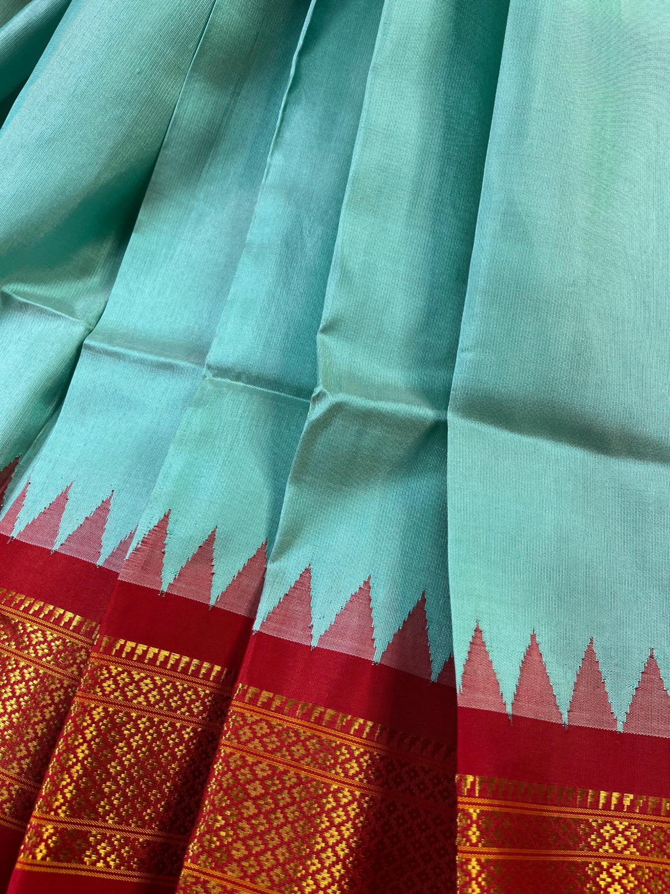 ICE BLUE SILK PURE HANDLOOM GADWAL DUPATTA