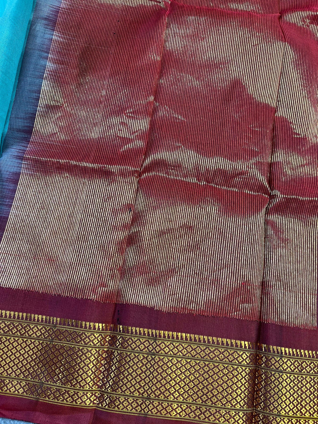 ICE BLUE SILK PURE HANDLOOM GADWAL DUPATTA