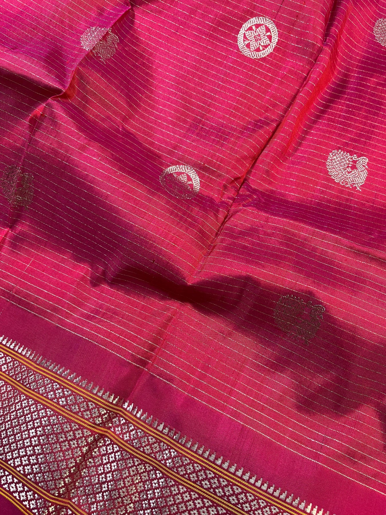 PINK SILK PURE HANDLOOM GADWAL DUPATTA