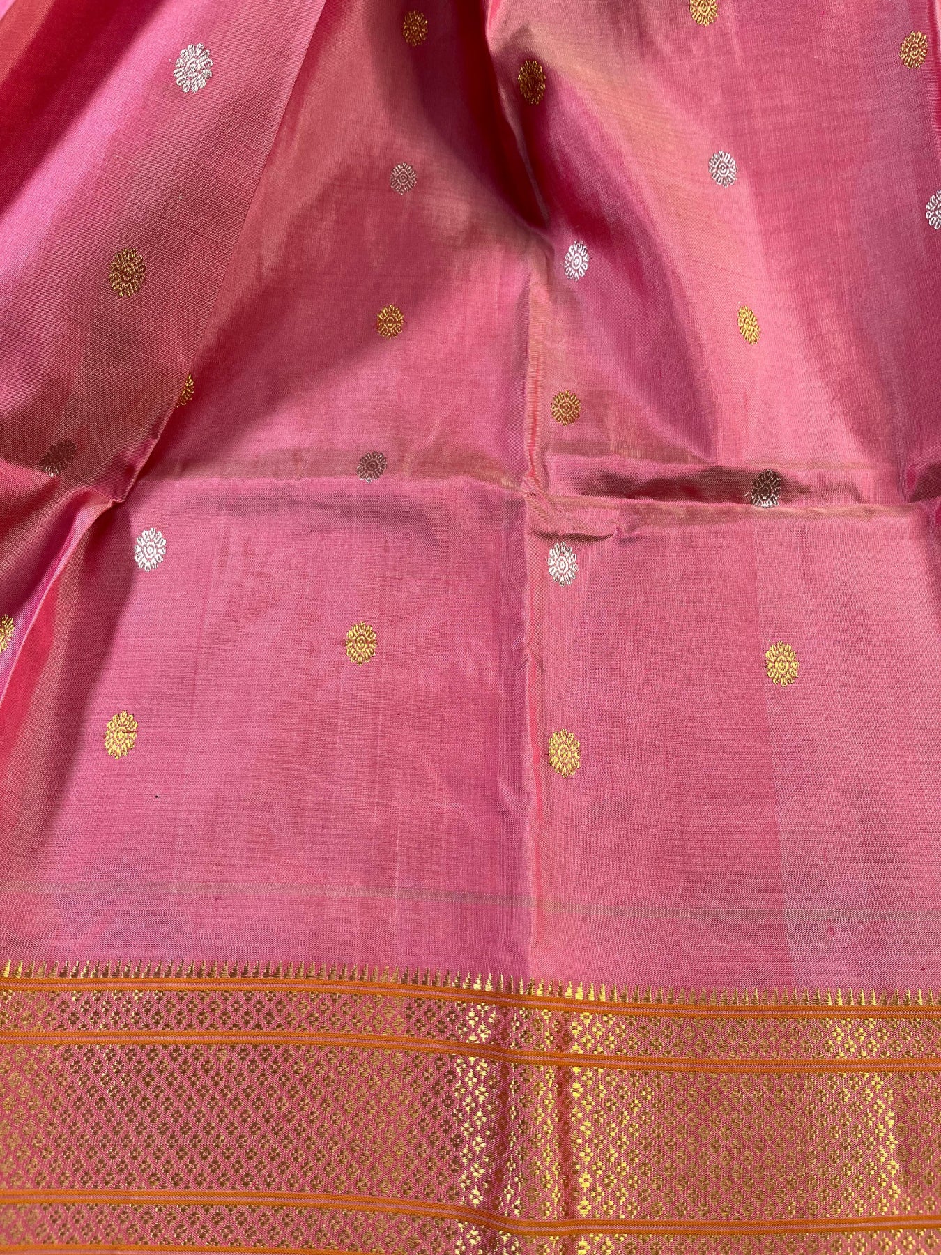 PINK SILK PURE HANDLOOM GADWAL DUPATTA