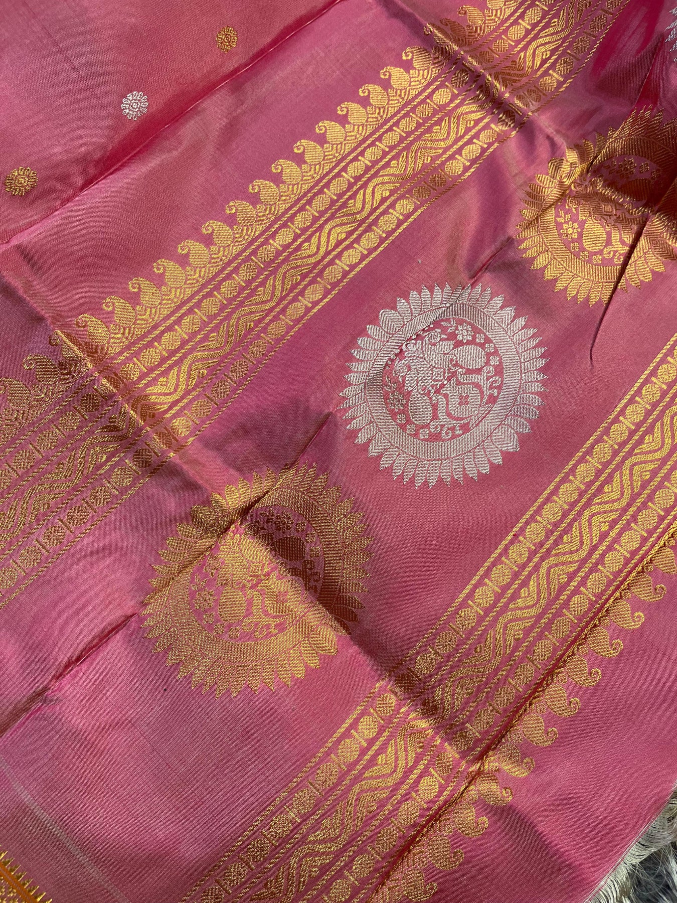 PINK SILK PURE HANDLOOM GADWAL DUPATTA