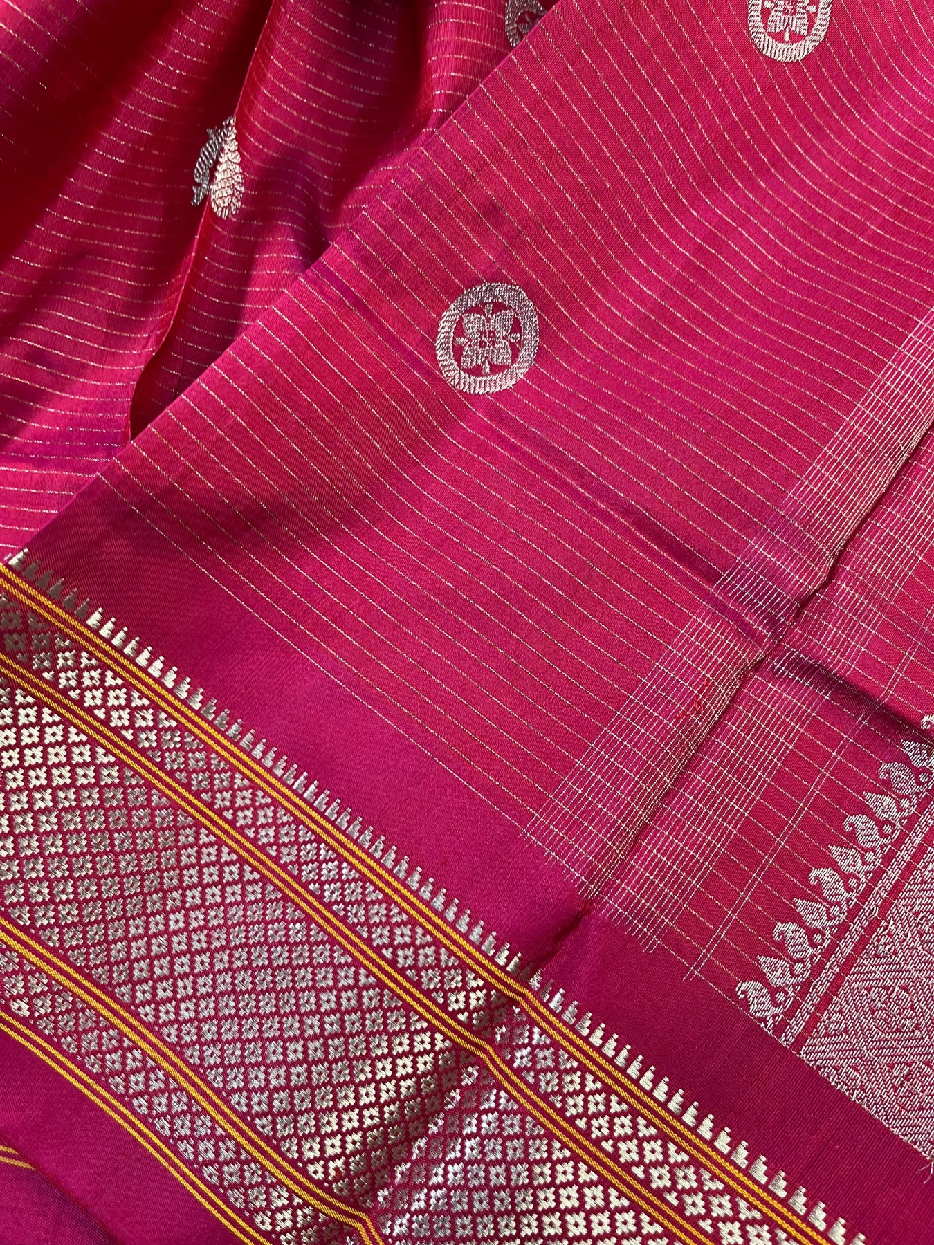 PINK SILK PURE HANDLOOM GADWAL DUPATTA