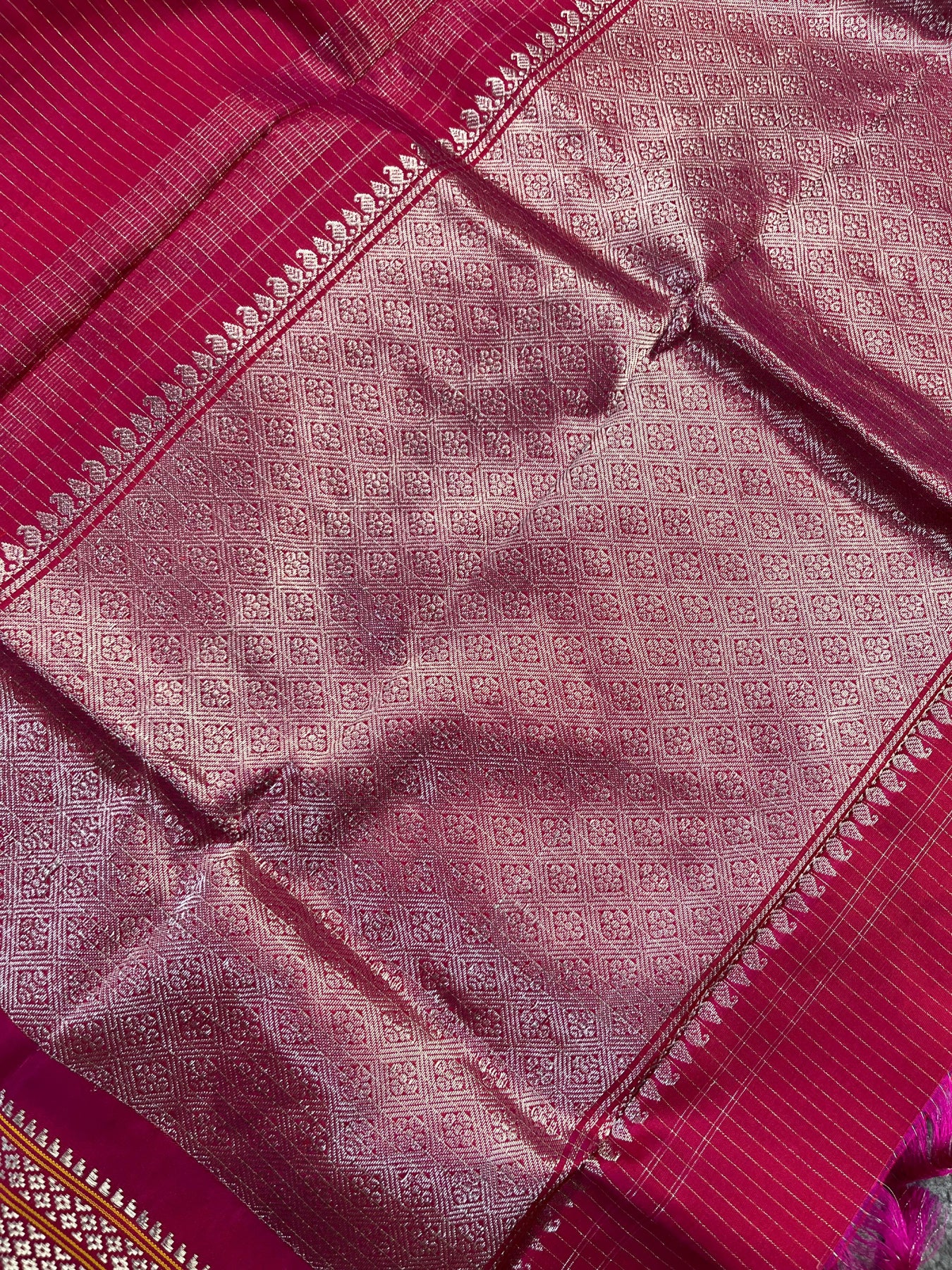 PINK SILK PURE HANDLOOM GADWAL DUPATTA