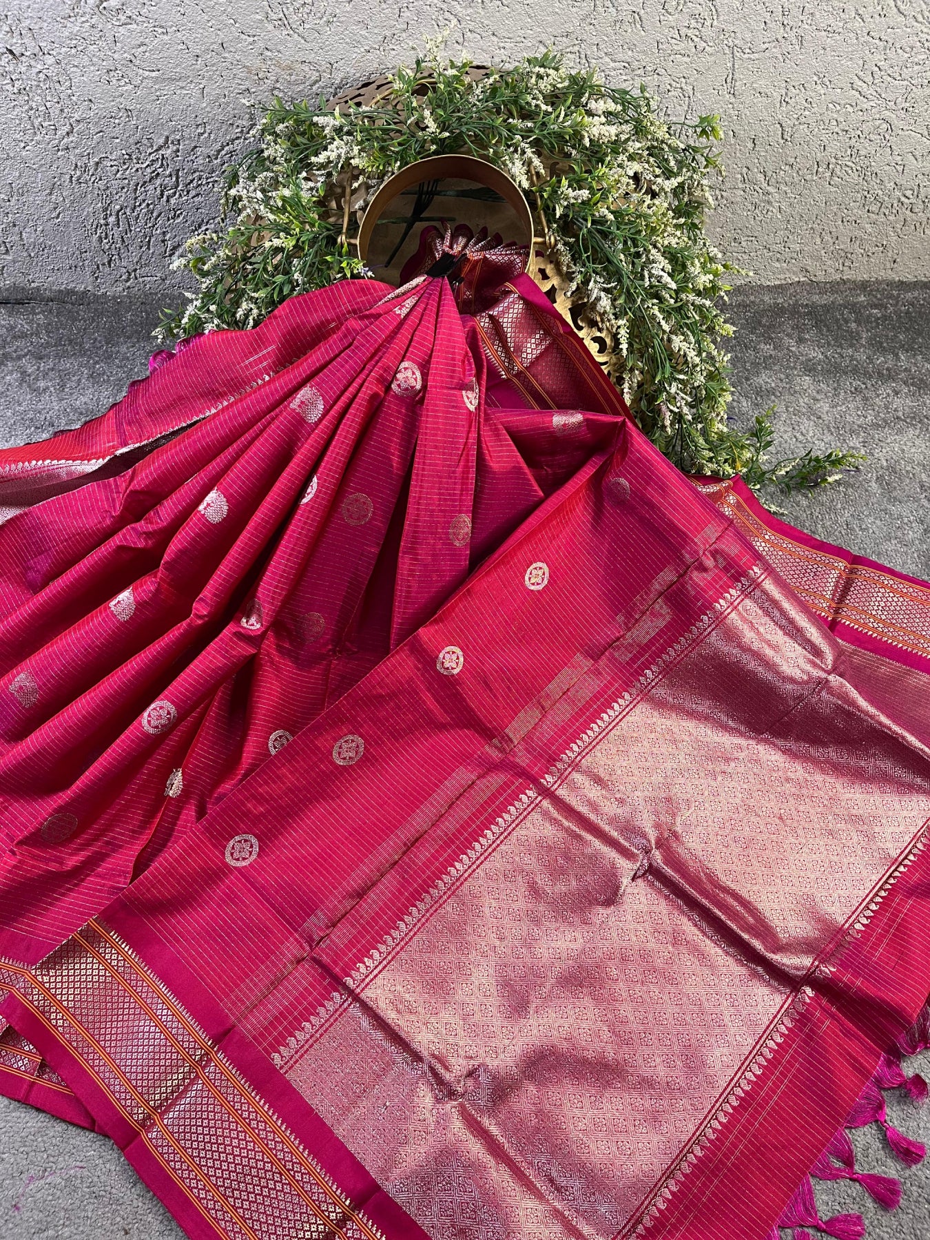 PINK SILK PURE HANDLOOM GADWAL DUPATTA