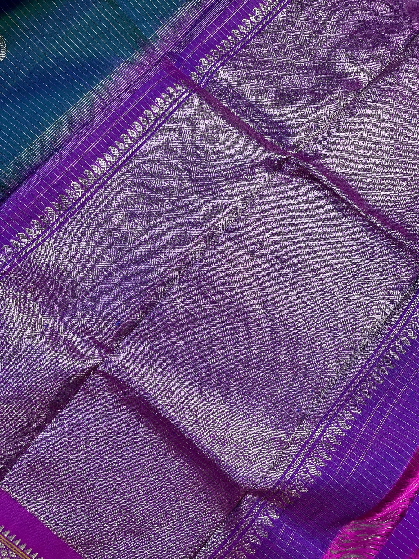 PEACOCK GREEN SILK PURE HANDLOOM GADWAL DUPATTA