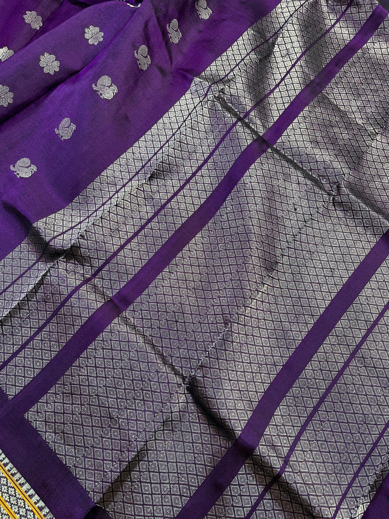 PURPLE SILK PURE HANDLOOM GADWAL DUPATTA