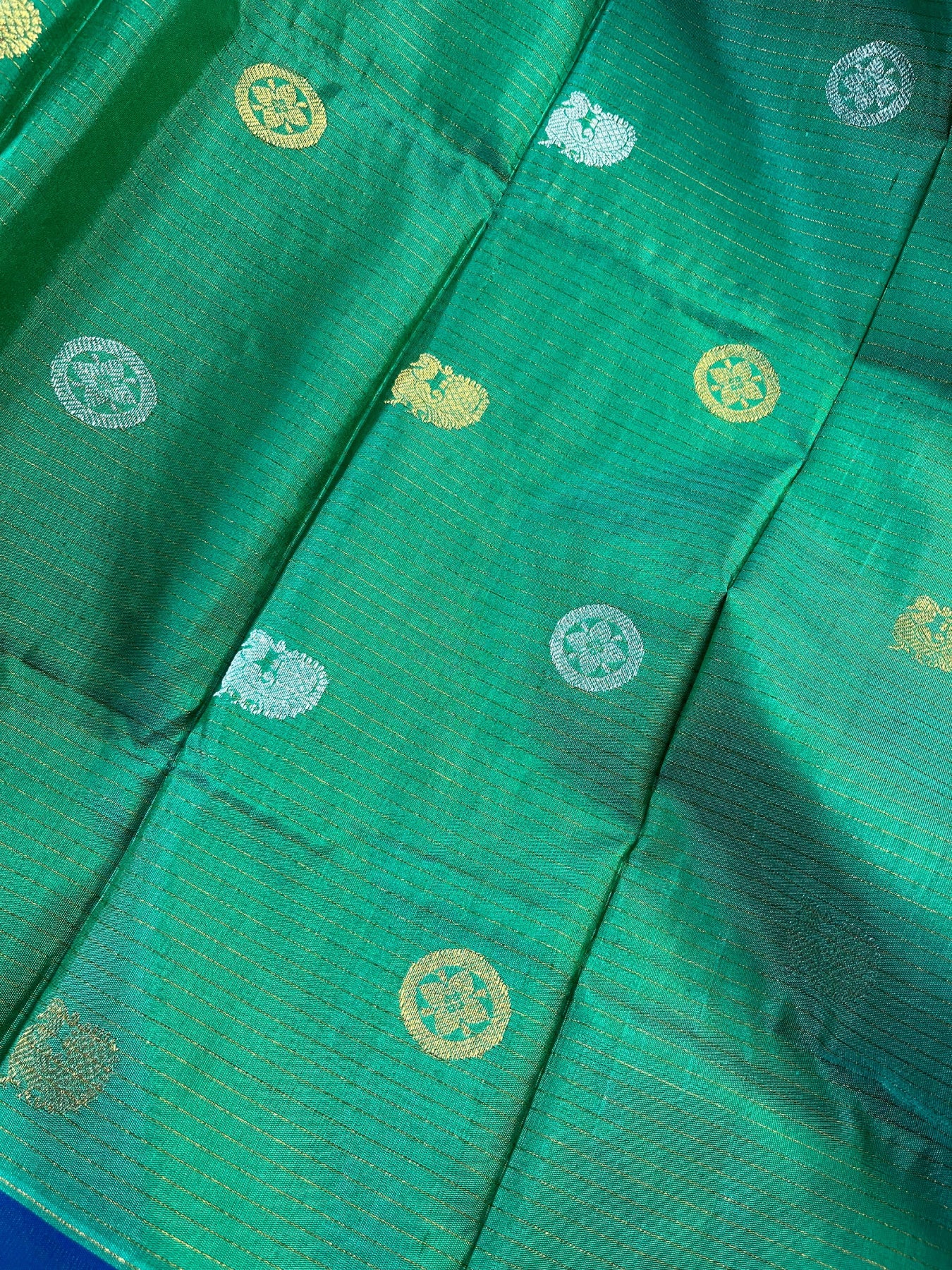 PEACOCK GREEN SILK PURE HANDLOOM GADWAL DUPATTA