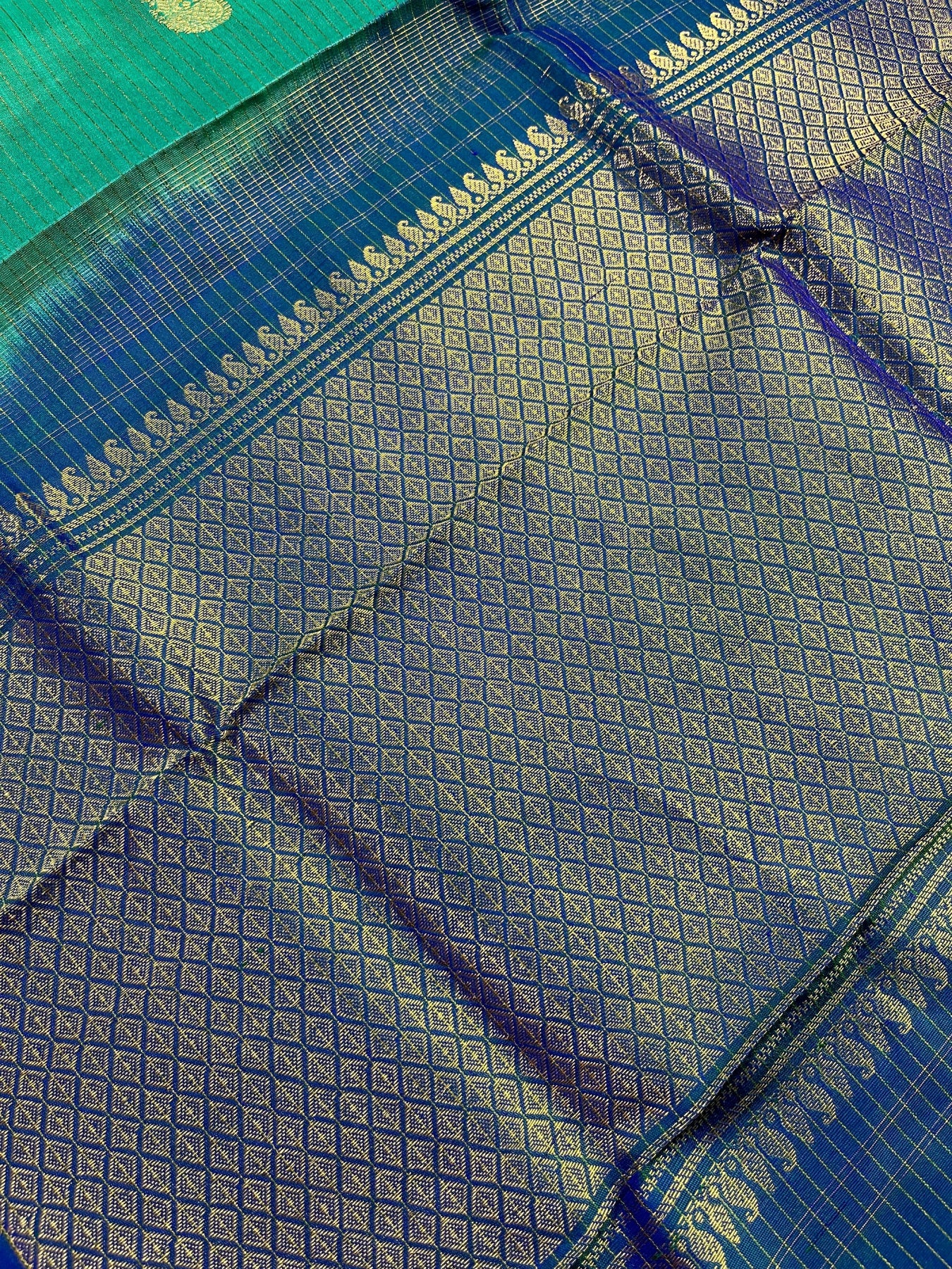 PEACOCK GREEN SILK PURE HANDLOOM GADWAL DUPATTA