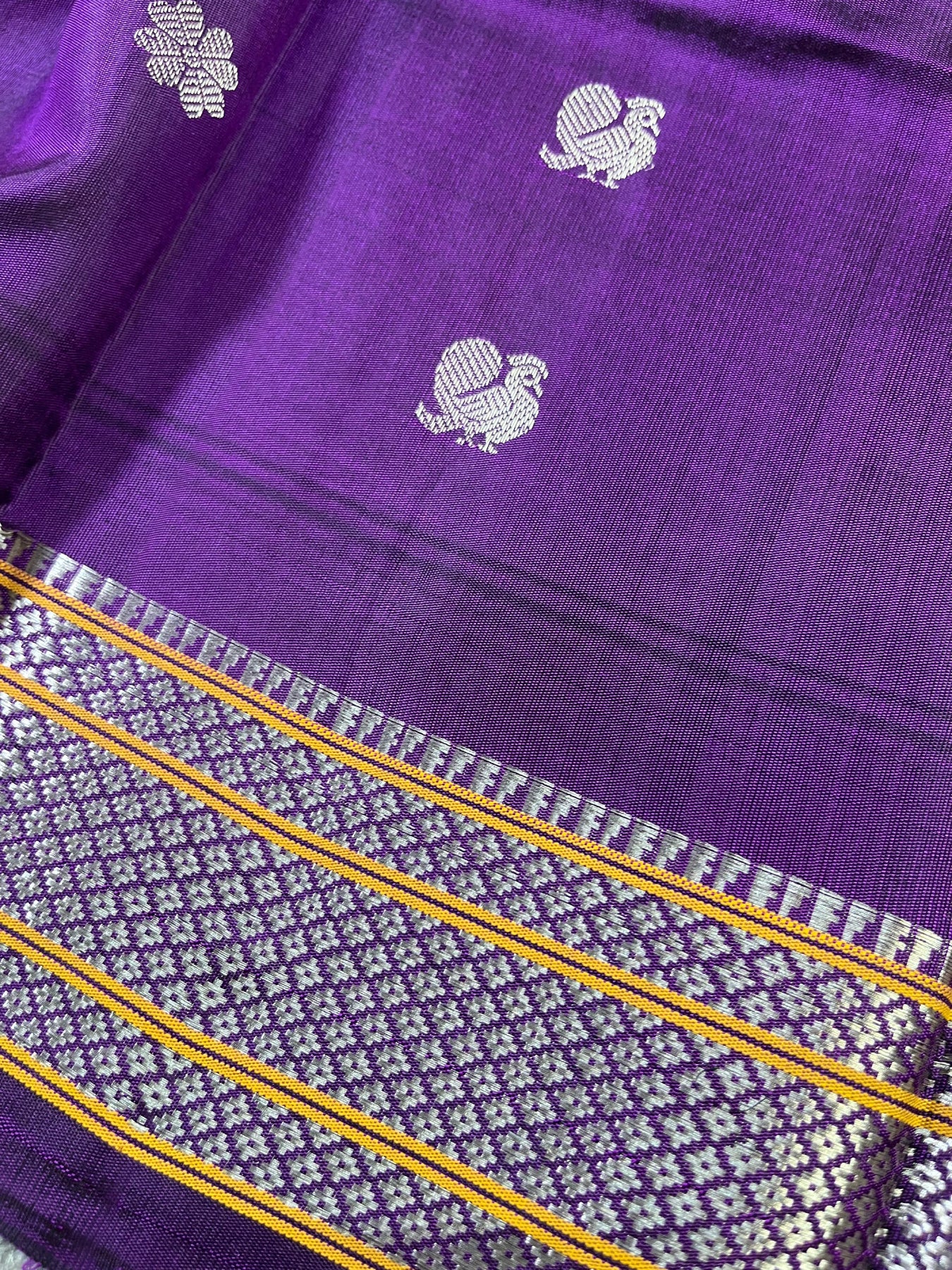 PURPLE SILK PURE HANDLOOM GADWAL DUPATTA