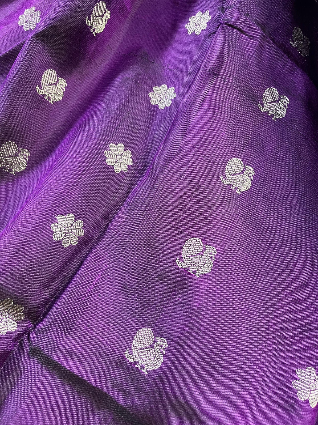 PURPLE SILK PURE HANDLOOM GADWAL DUPATTA