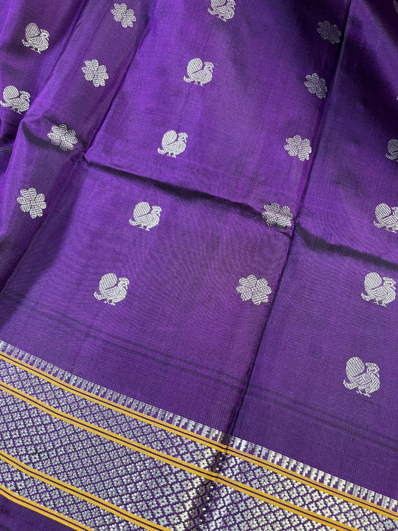 PURPLE SILK PURE HANDLOOM GADWAL DUPATTA