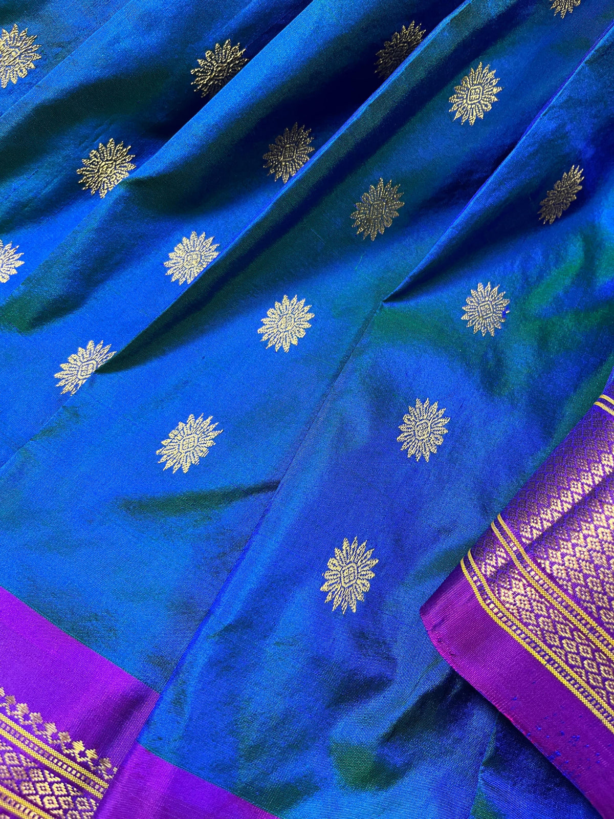 PEACOCK BLUE PURE SILK HANDLOOM PAITHANI SAREE