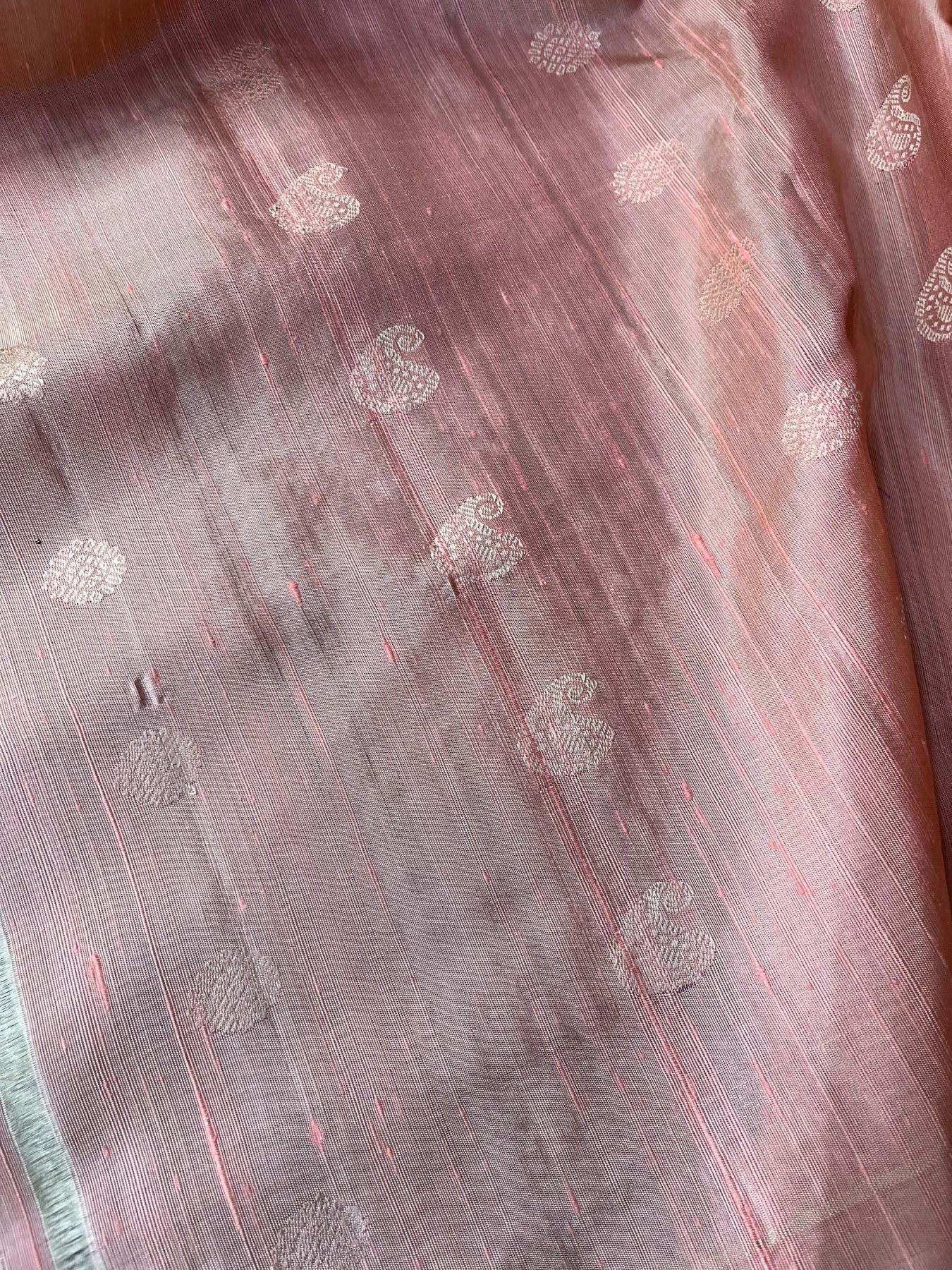 LIGHT BEIGE DUPION SILK PURE HANDLOOM GADWAL SAREE