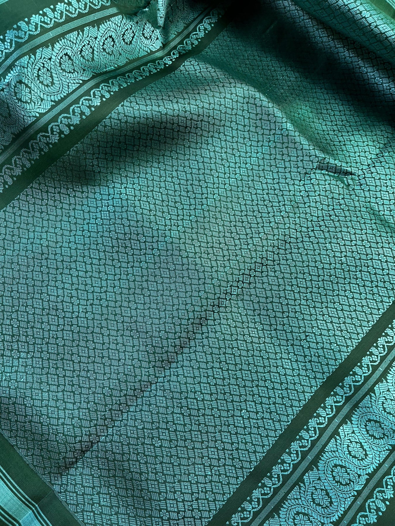 BLUE SILK PURE HANDLOOM GADWAL SAREE