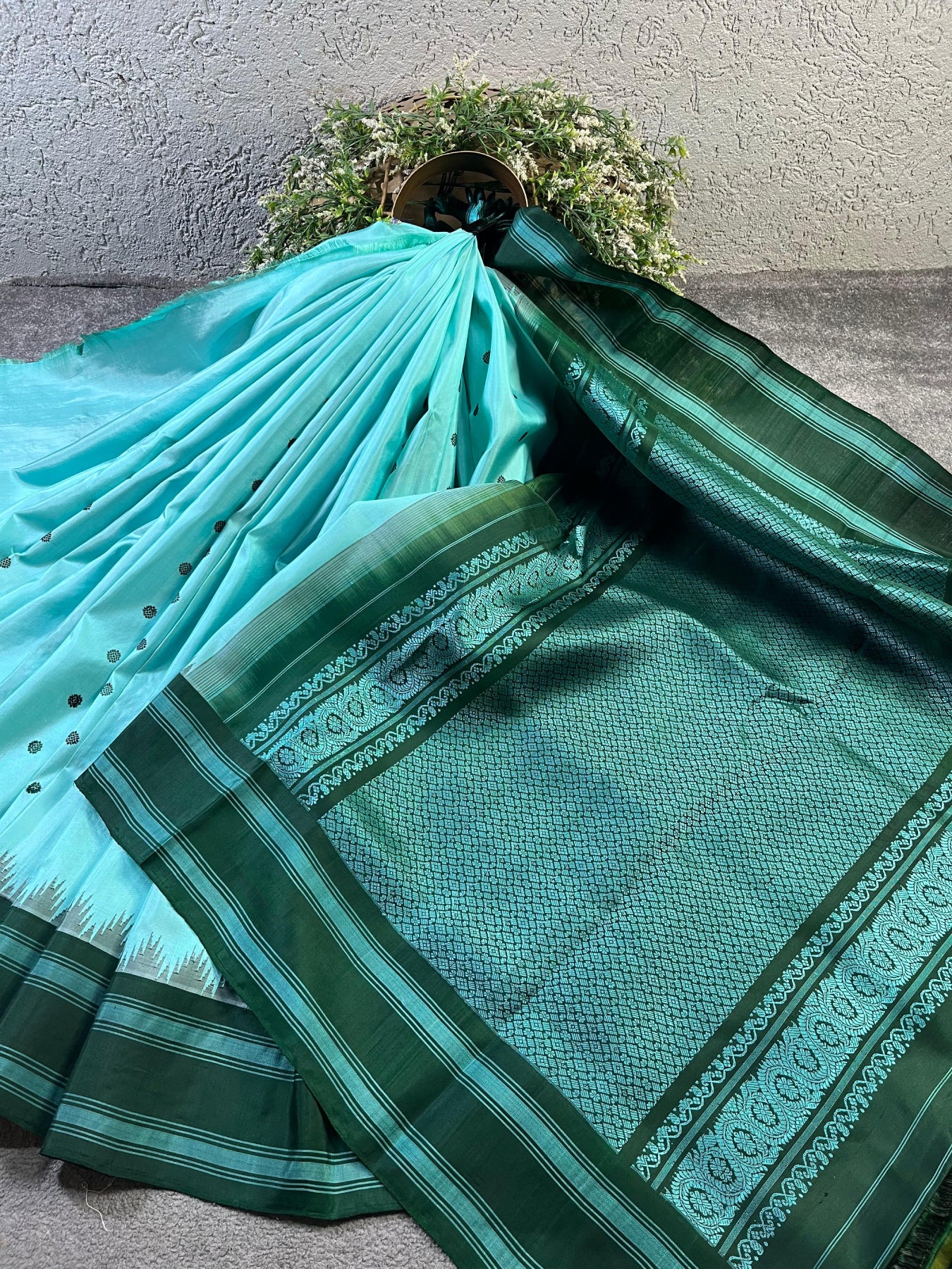BLUE SILK PURE HANDLOOM GADWAL SAREE
