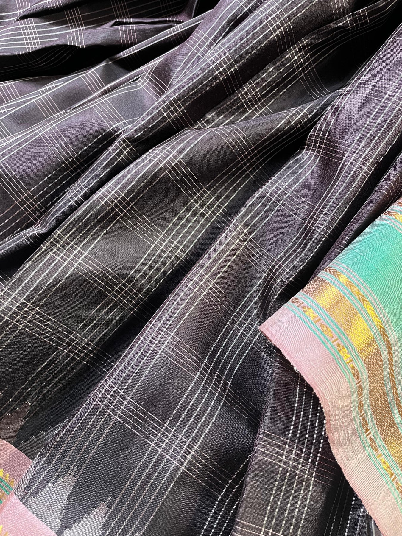 DARK BROWN SILK PURE HANDLOOM GADWAL SAREE