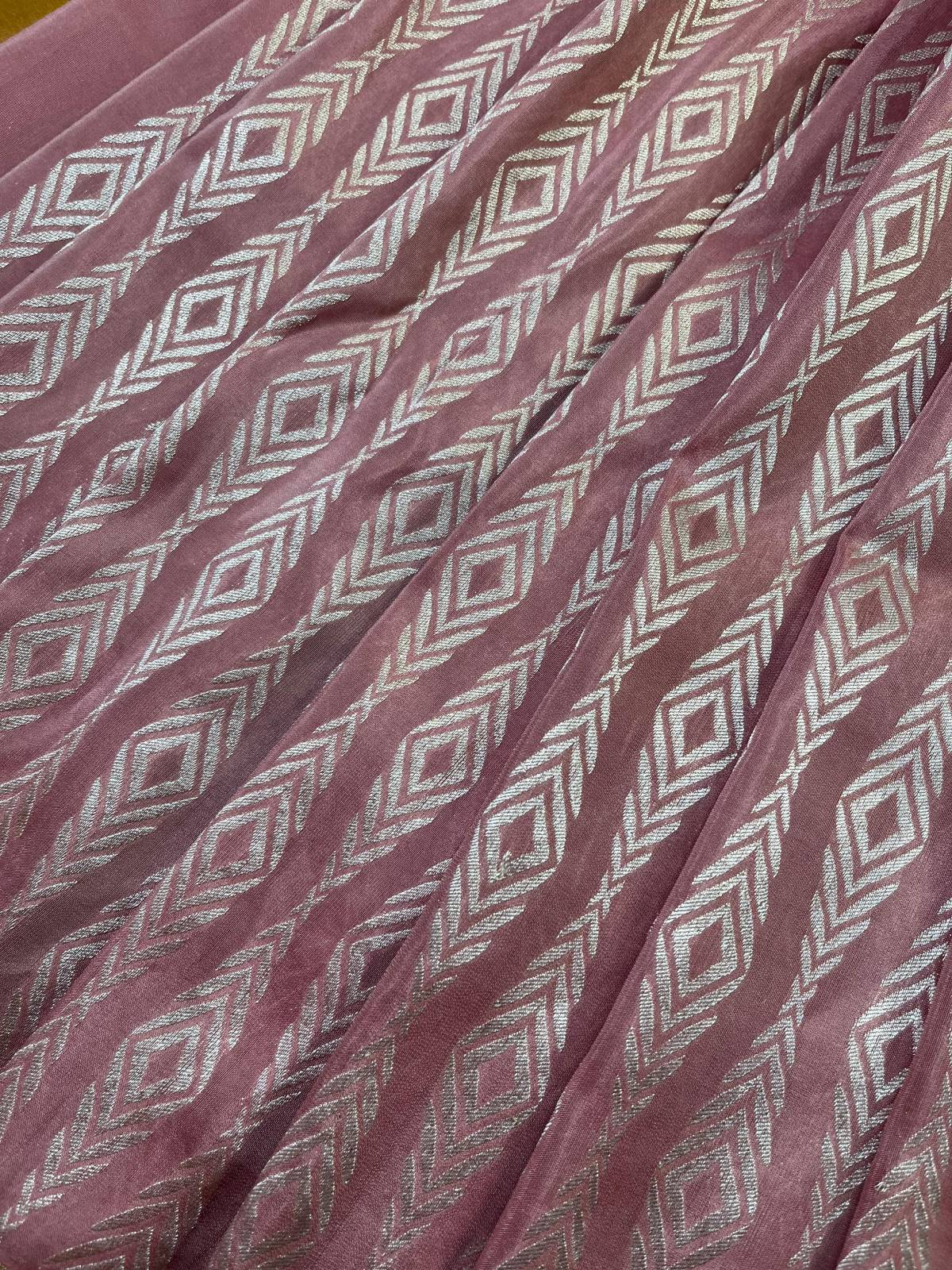 POWDER PINK SILK PURE HANDLOOM BANARASI SAREE