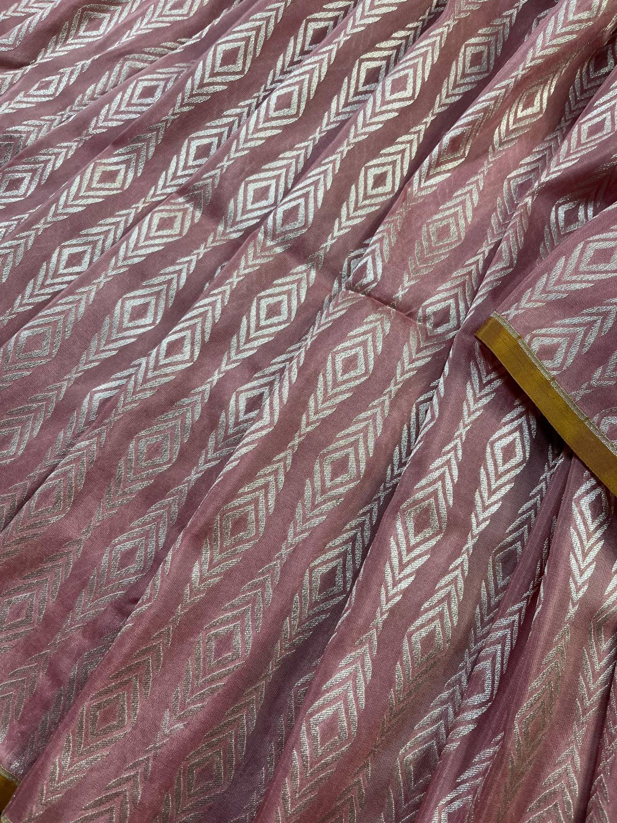 POWDER PINK SILK PURE HANDLOOM BANARASI SAREE