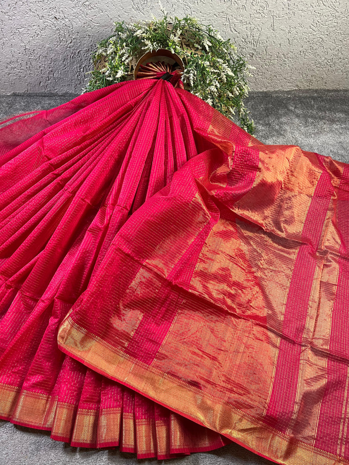 PINK SICO PURE HANDLOOM MAHESHWARI SAREE