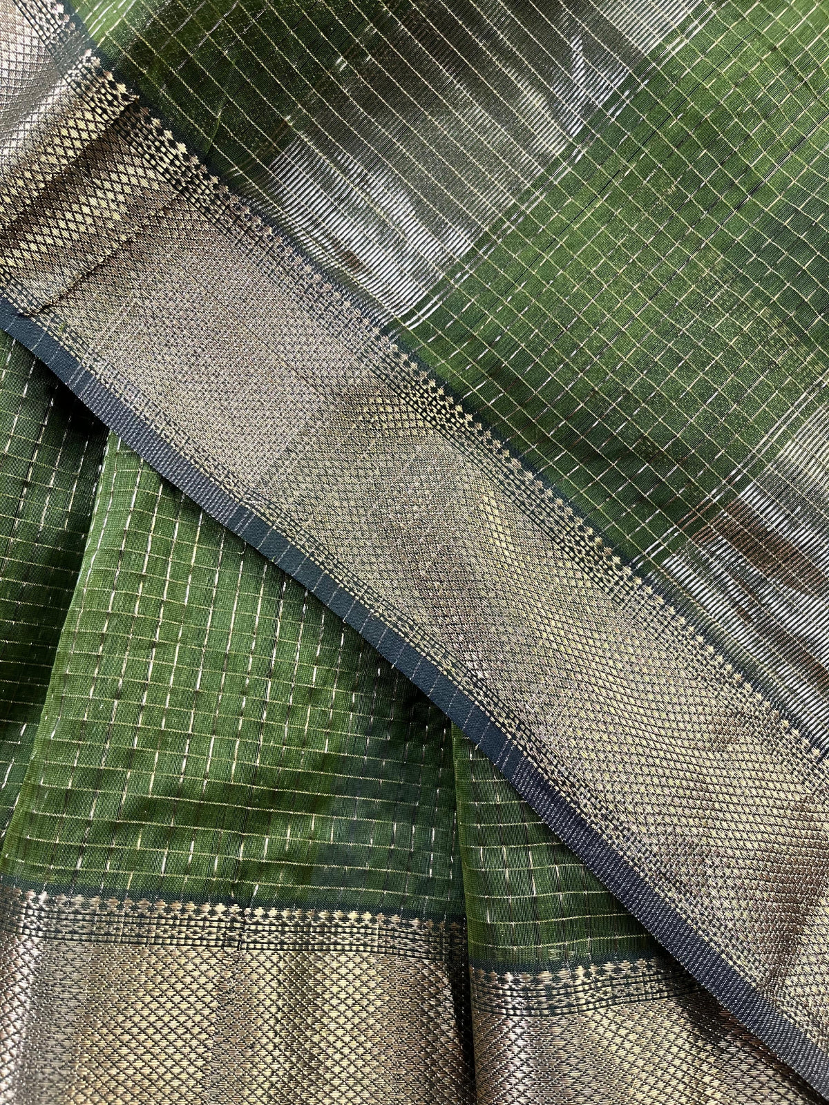 GREEN SICO PURE HANDLOOM MAHESHWARI SAREE
