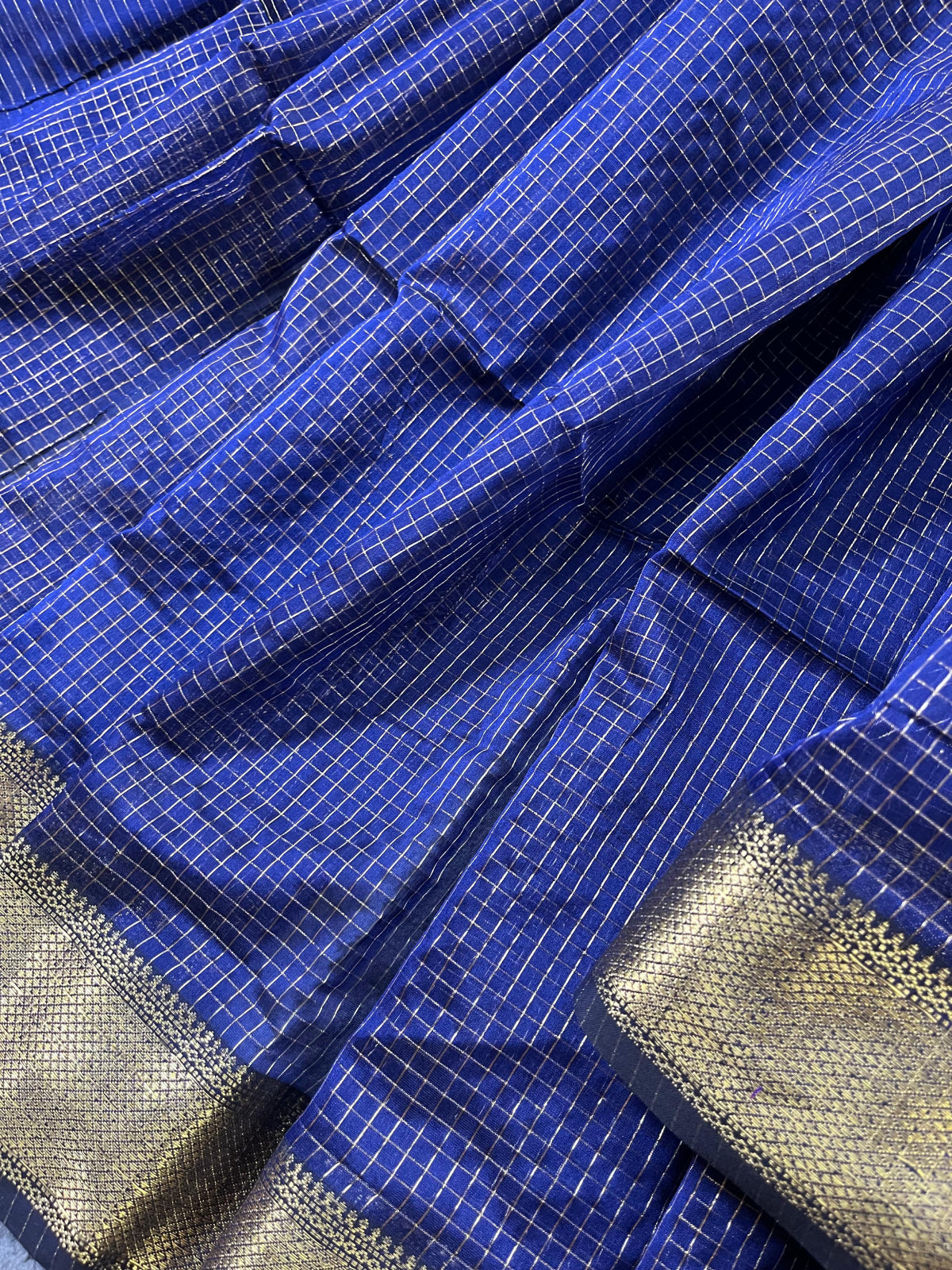 MIDNIGHT BLUE SICO PURE HANDLOOM MAHESHWARI SAREE