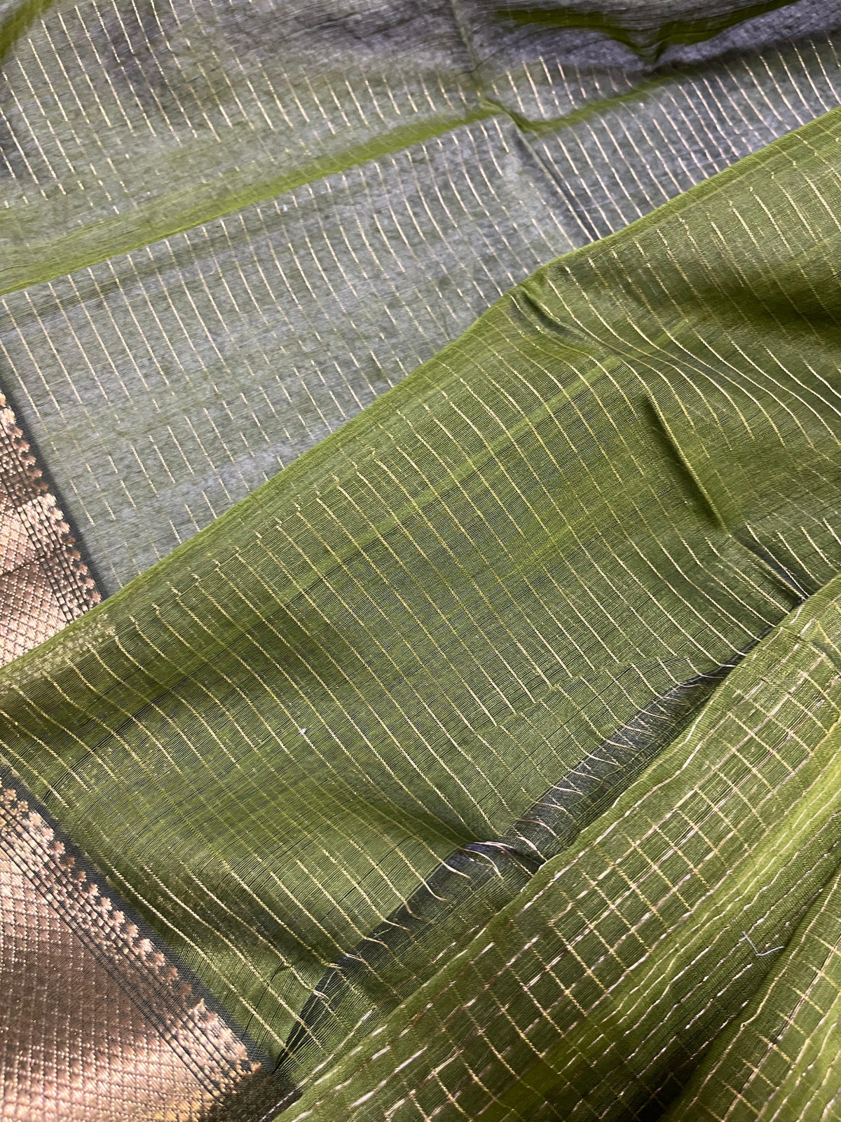 GREEN SICO PURE HANDLOOM MAHESHWARI SAREE