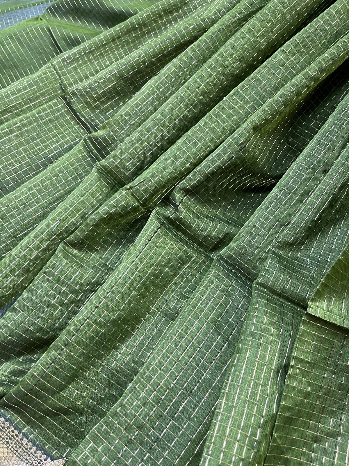 GREEN SICO PURE HANDLOOM MAHESHWARI SAREE