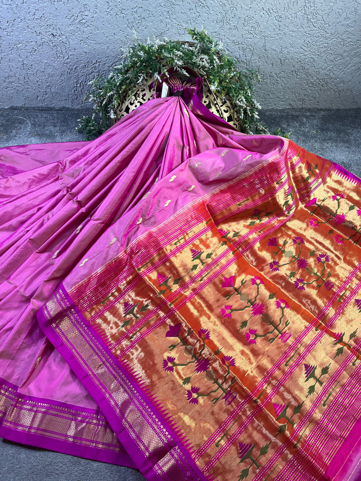 PINK SILK PURE HANDLOOM PAITHANI SAREE