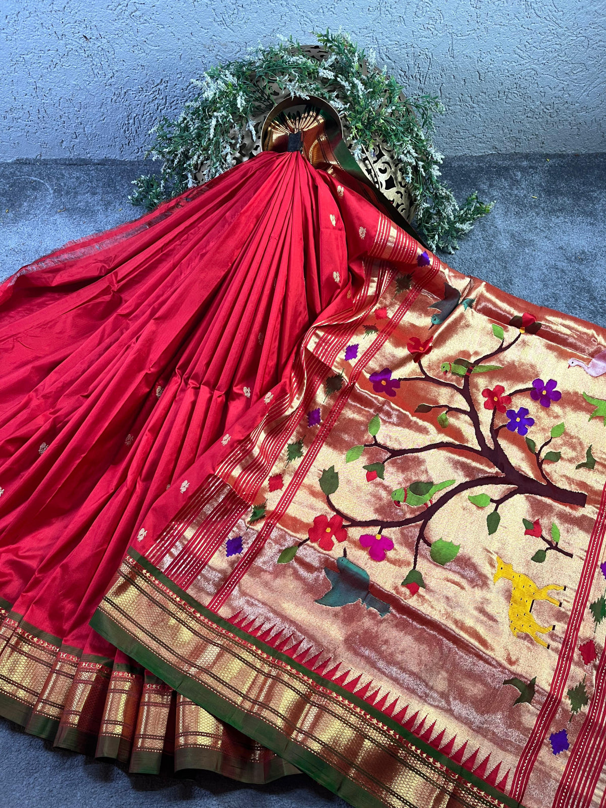 RED SILK PURE HANDLOOM PAITHANI SAREE