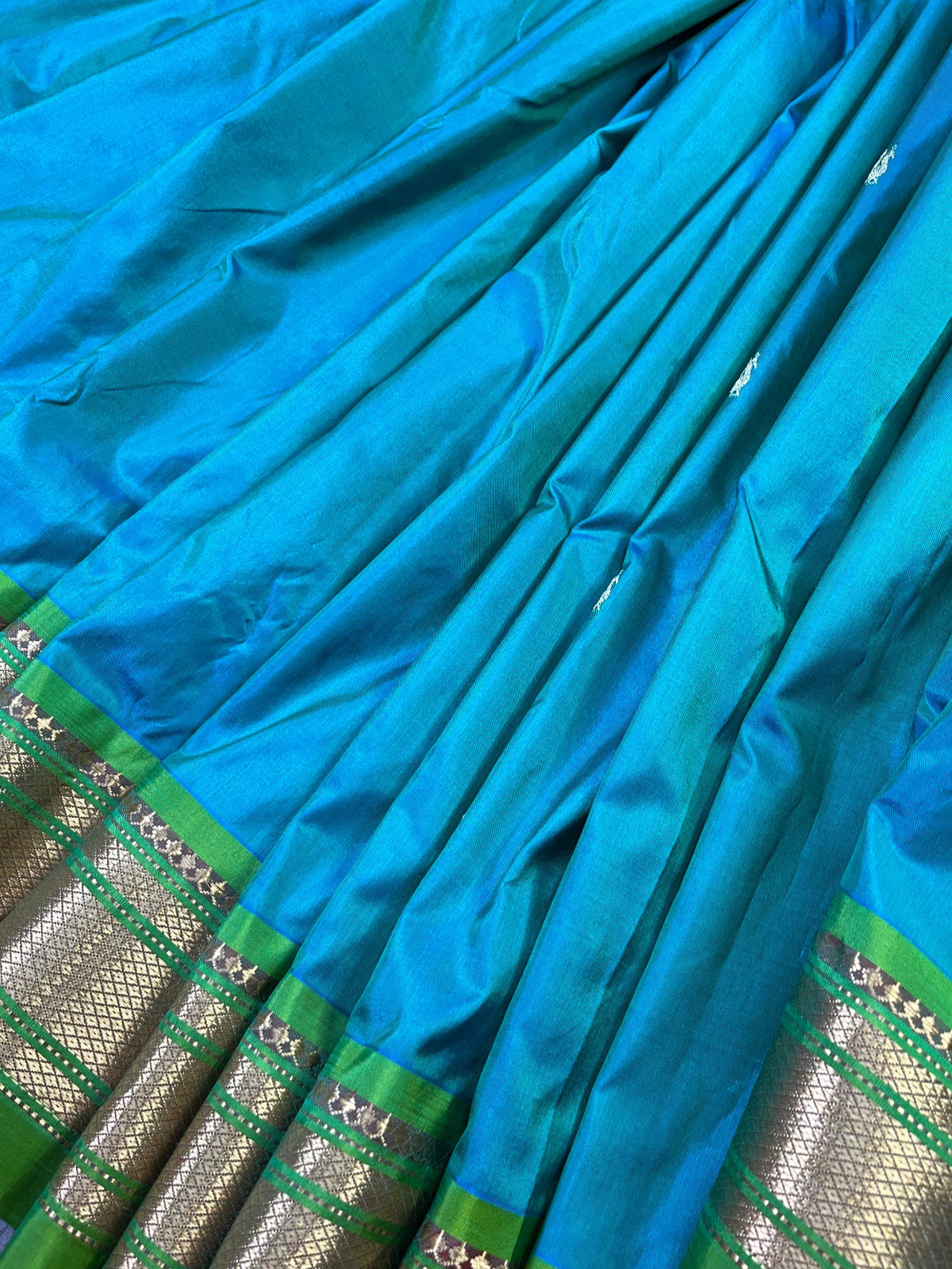 TURQUOISE SILK PURE HANDLOOM PAITHANI SAREE