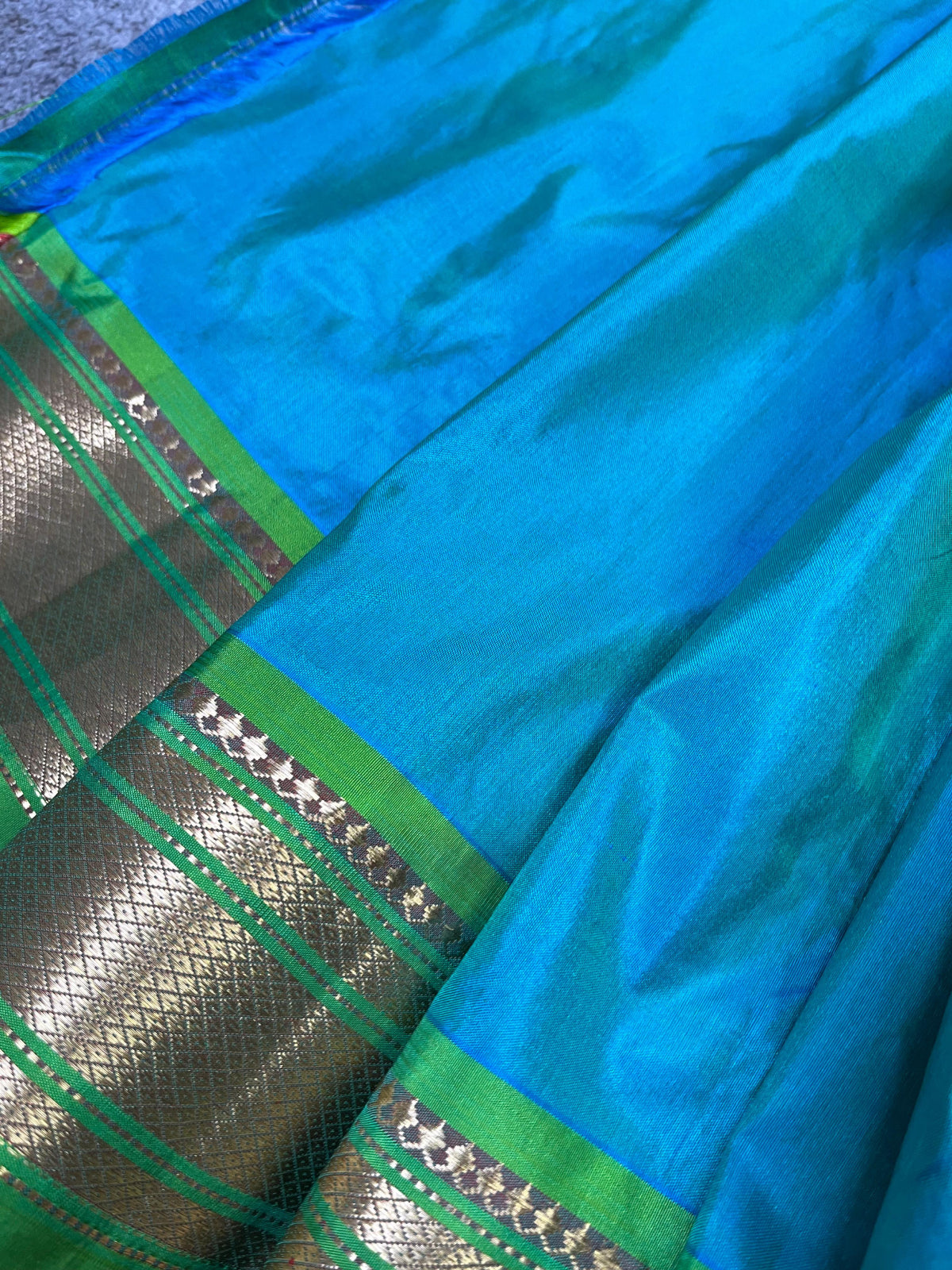 TURQUOISE SILK PURE HANDLOOM PAITHANI SAREE