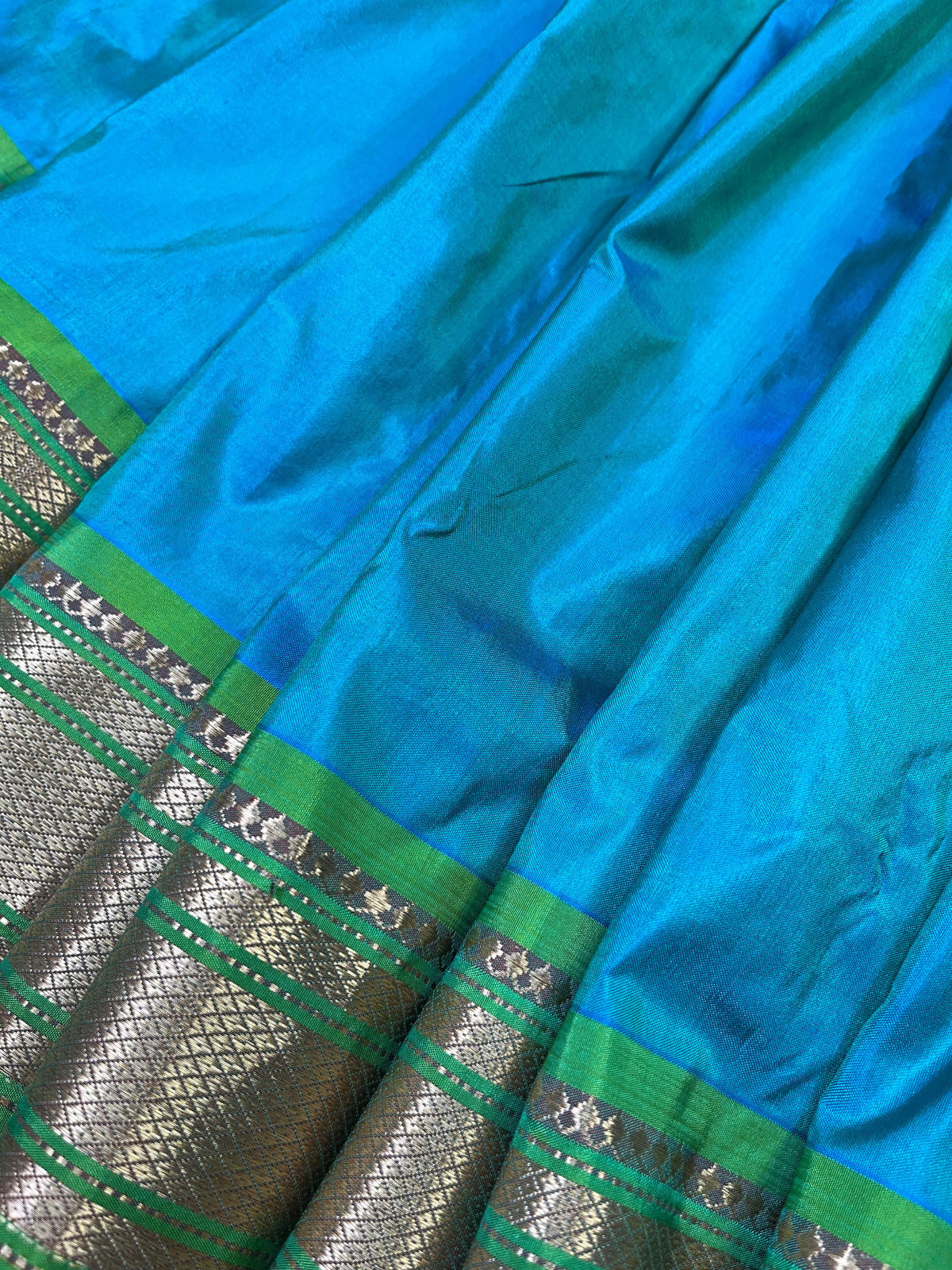 TURQUOISE SILK PURE HANDLOOM PAITHANI SAREE