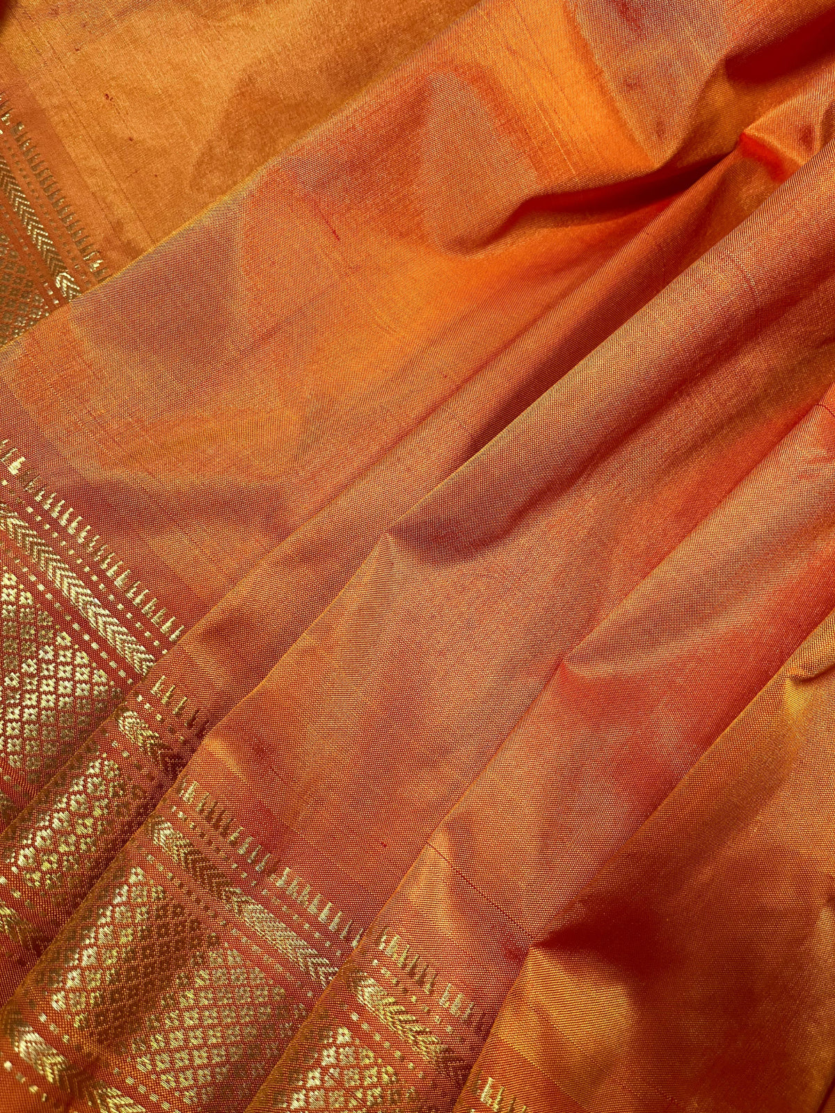BURNT ORANGE SILK PUE HANDLOOM PAITHANI SAREE