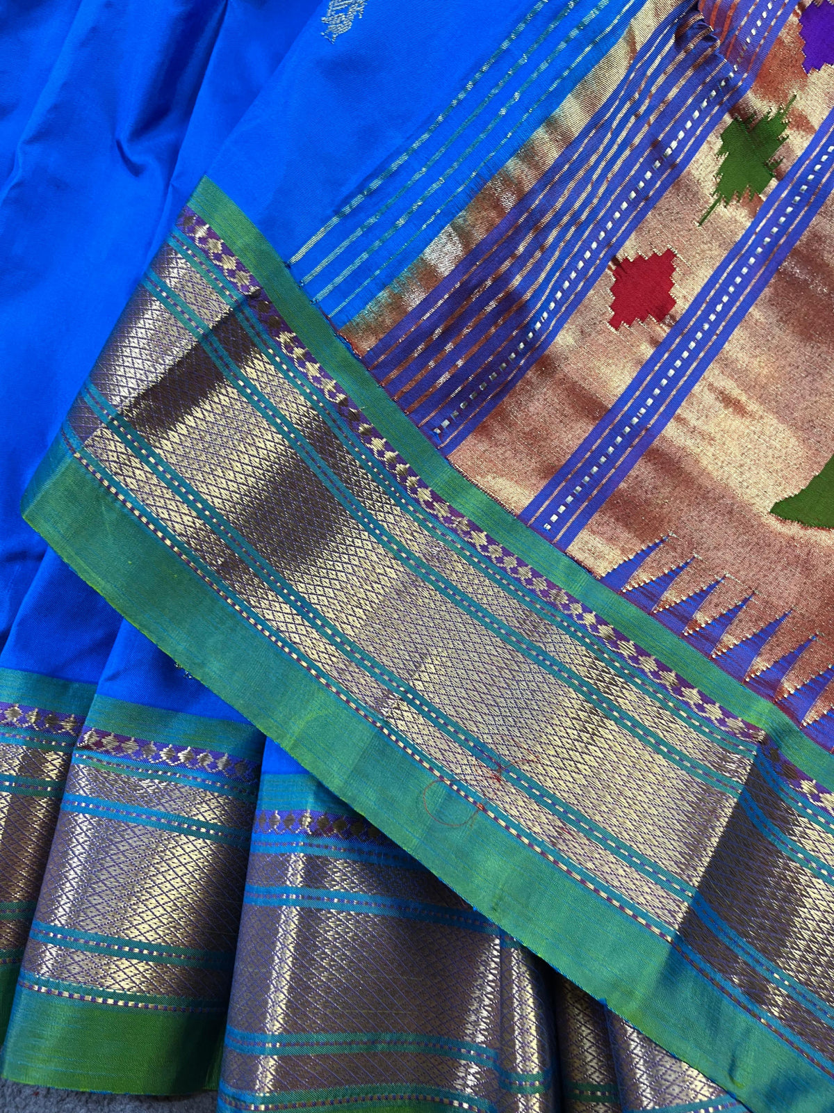 ROYAL BLUE SILK PURE HANDLOOM PAITHANI SAREE