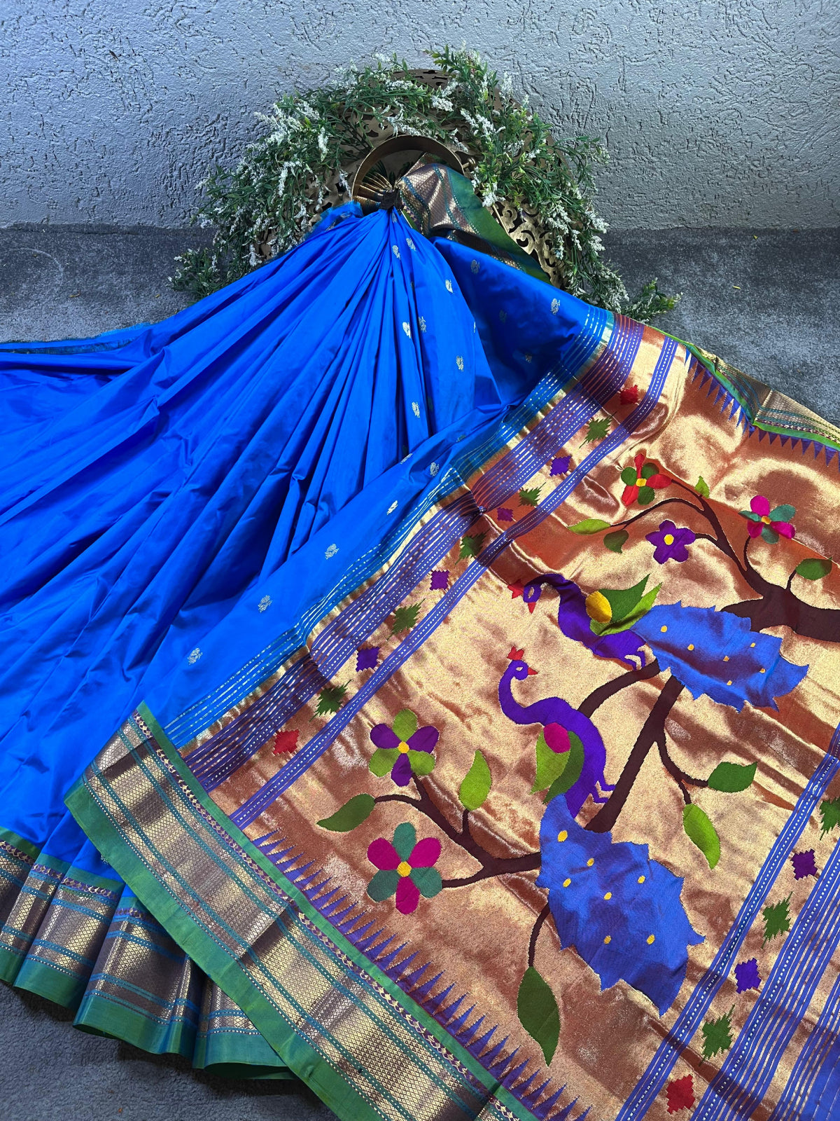 ROYAL BLUE SILK PURE HANDLOOM PAITHANI SAREE