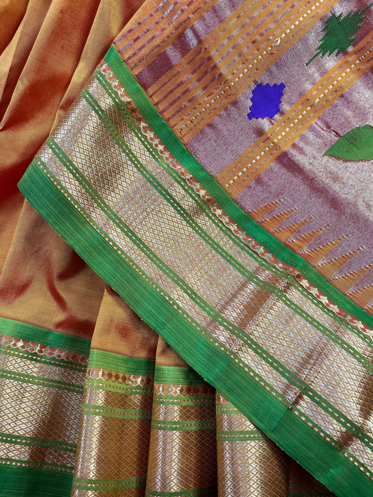 ORANGE SILK PURE HANDLOOM PAITHANI SAREE