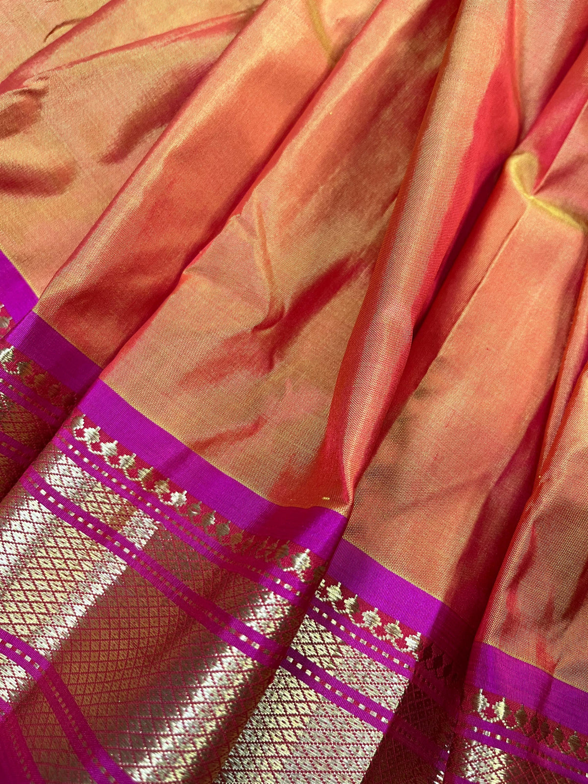 ORANGE SILK PURE HANDLOOM PAITHANI SAREE