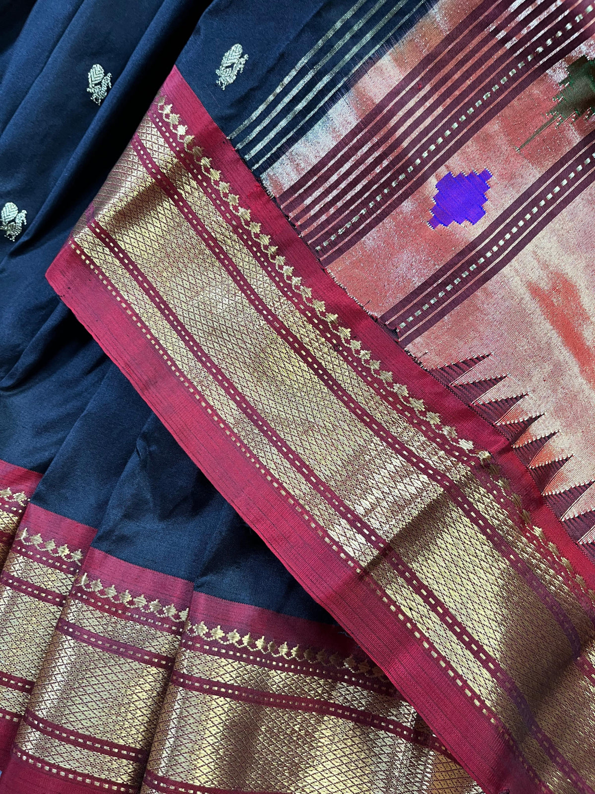 BLACK SILK PURE HANDLOOM PAITHANI SAREE