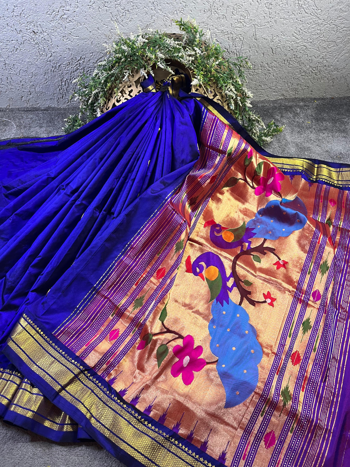 ROYAL BLUE SILK PURE HANDLOOM PAITHANI SAREE
