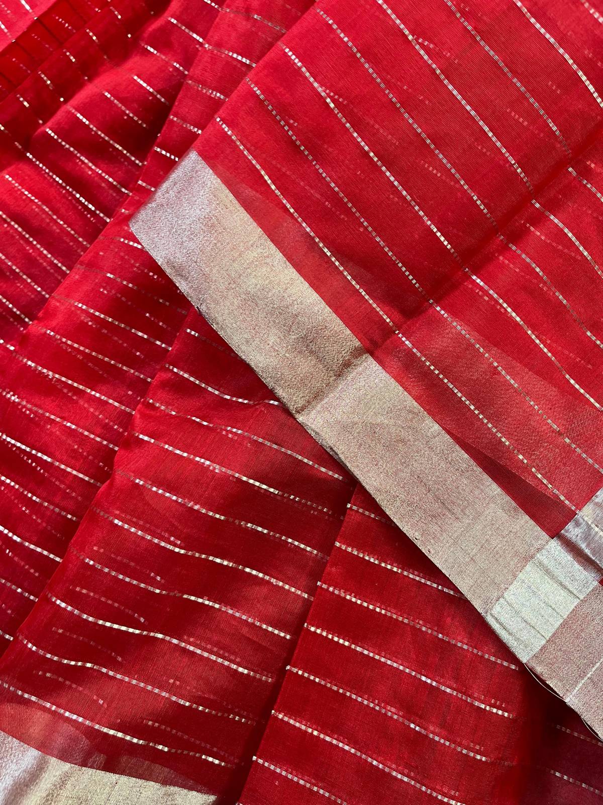 RED SICO PURE HANDLOOM CHANDERI SAREE