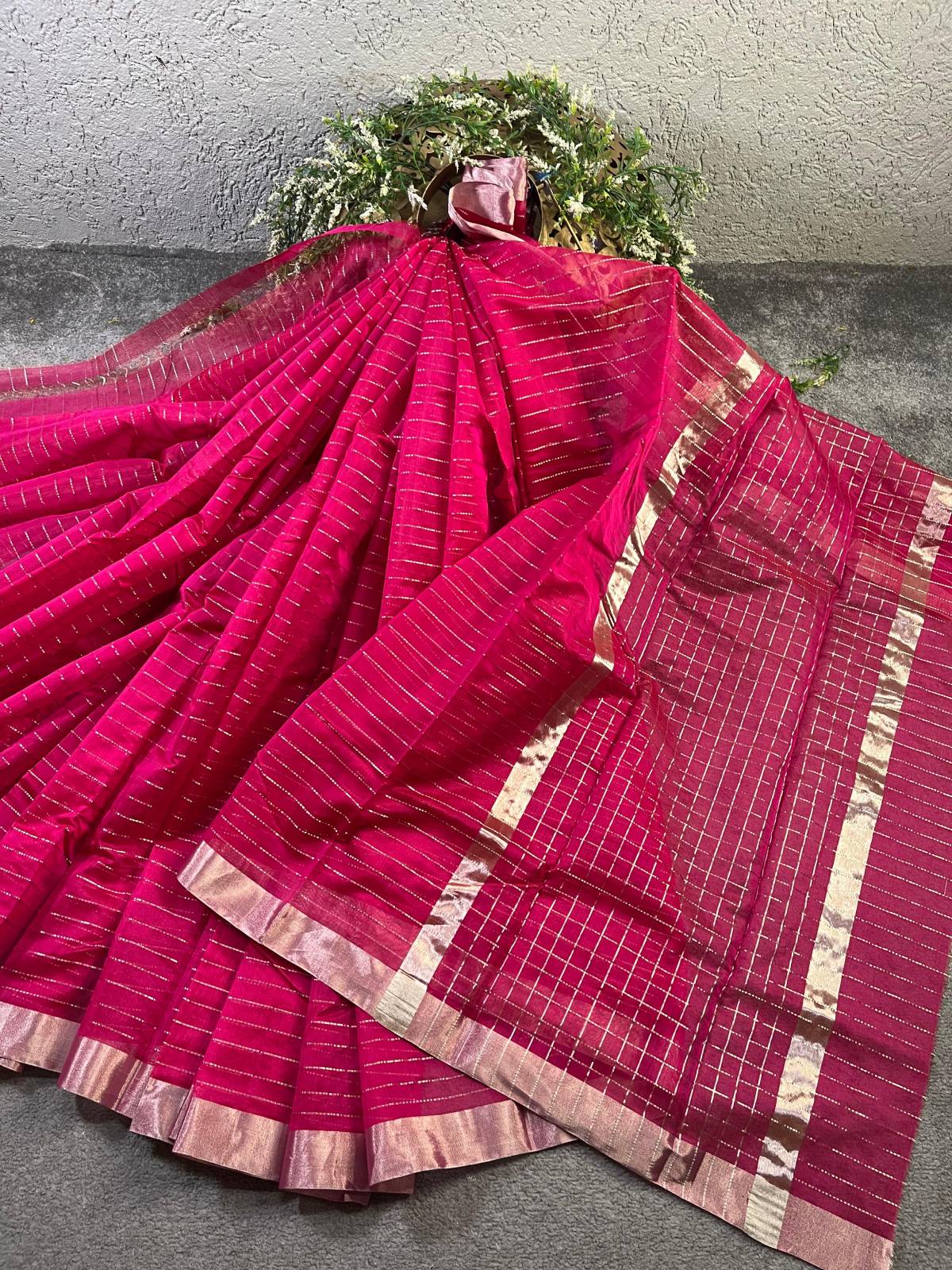 PINK SICO PURE HANDLOOM CHANDERI SAREE