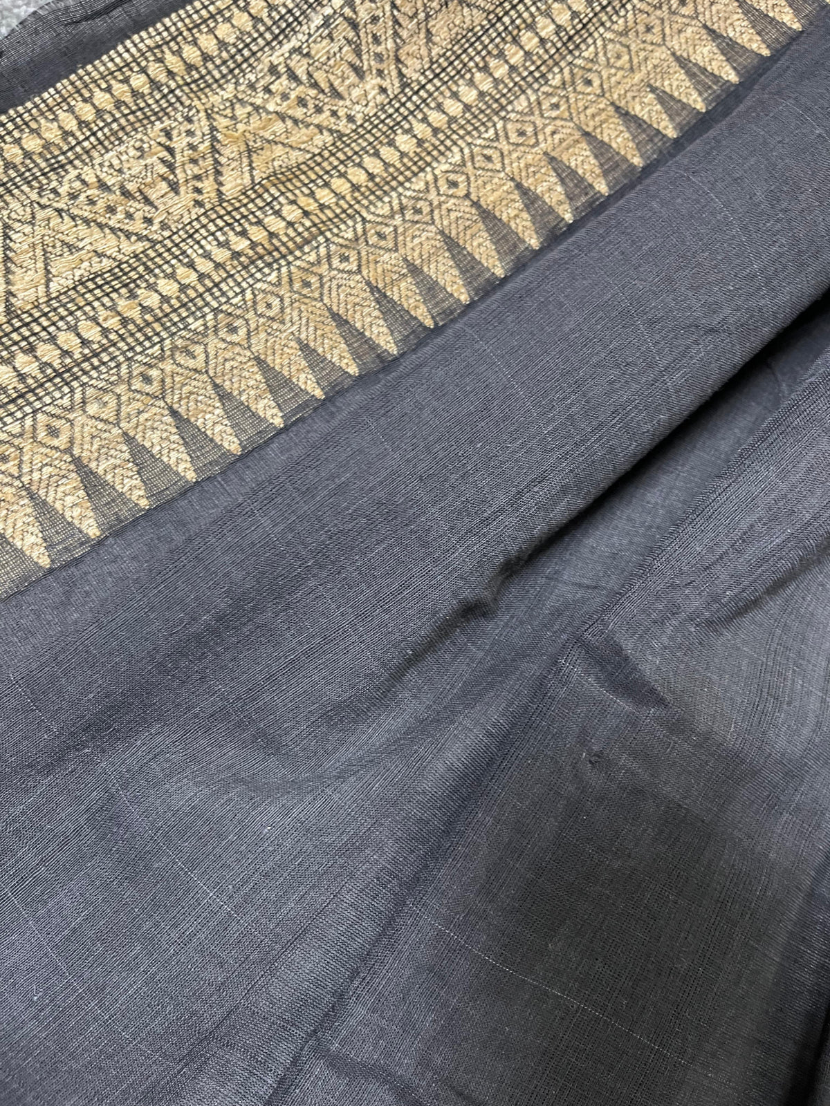 BLACK COTTON PURE HANDLOOM ASSAMESE SAREE