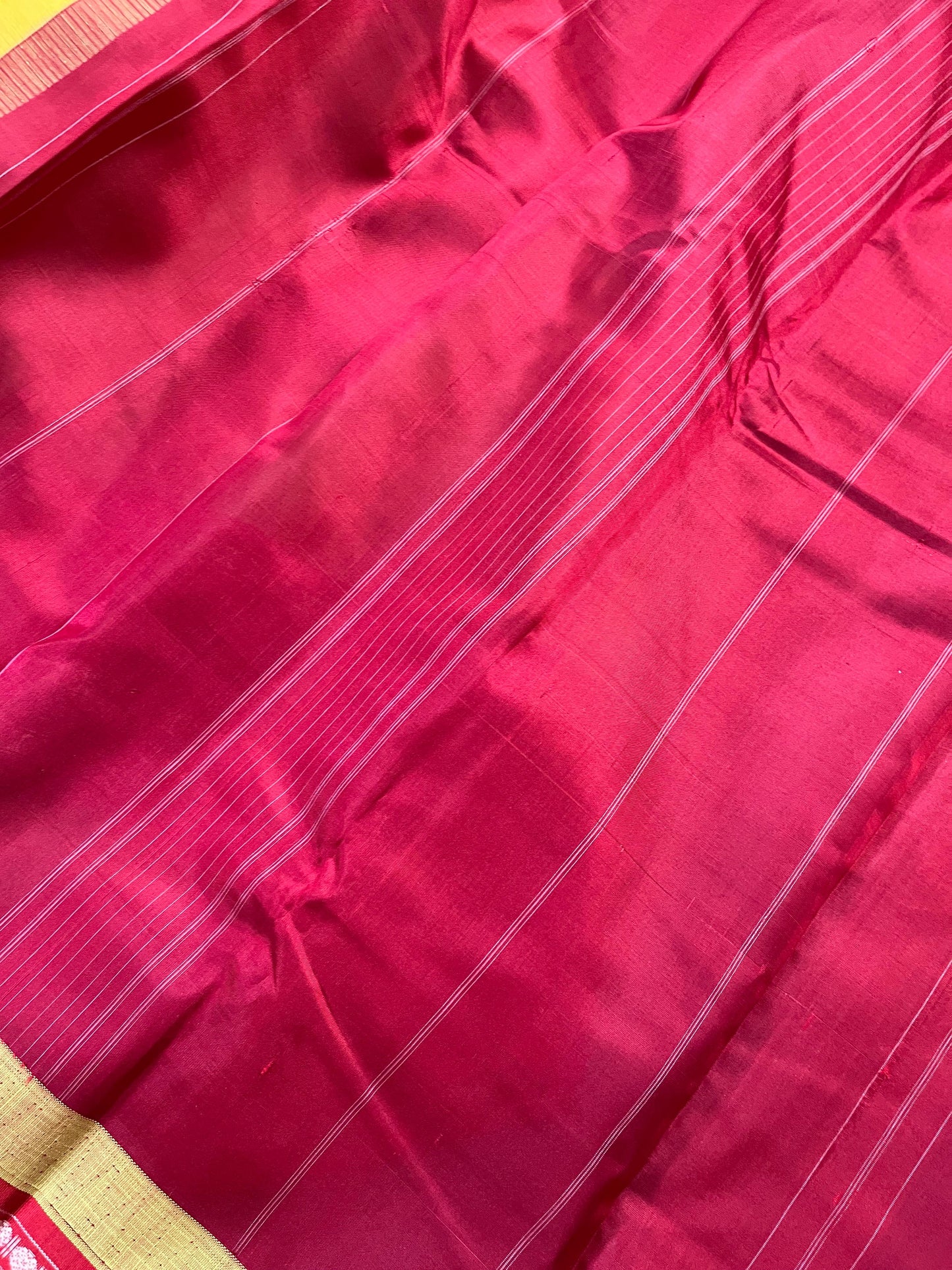 YELLOW COTTON PURE HANDLOOM KANJIVARAM SAREE