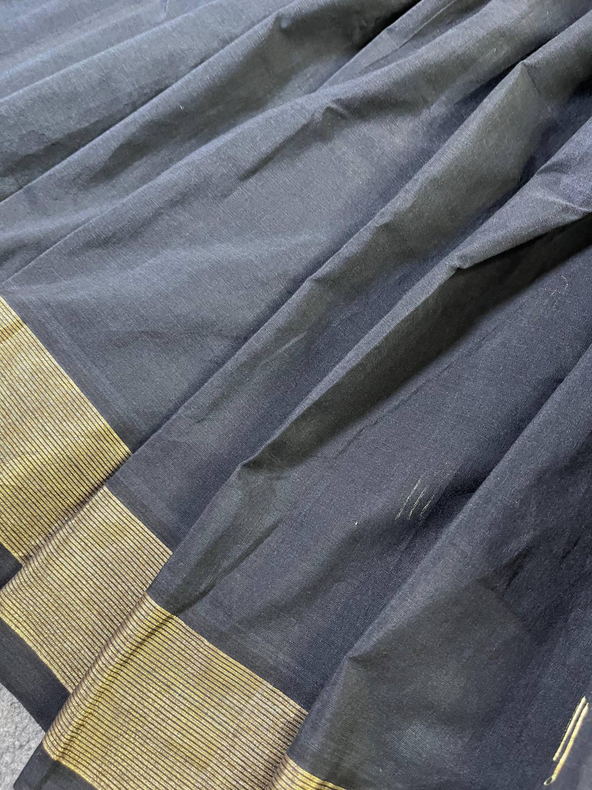 BLACK PURE HANDLOOM COTTON PAITHANI SAREE